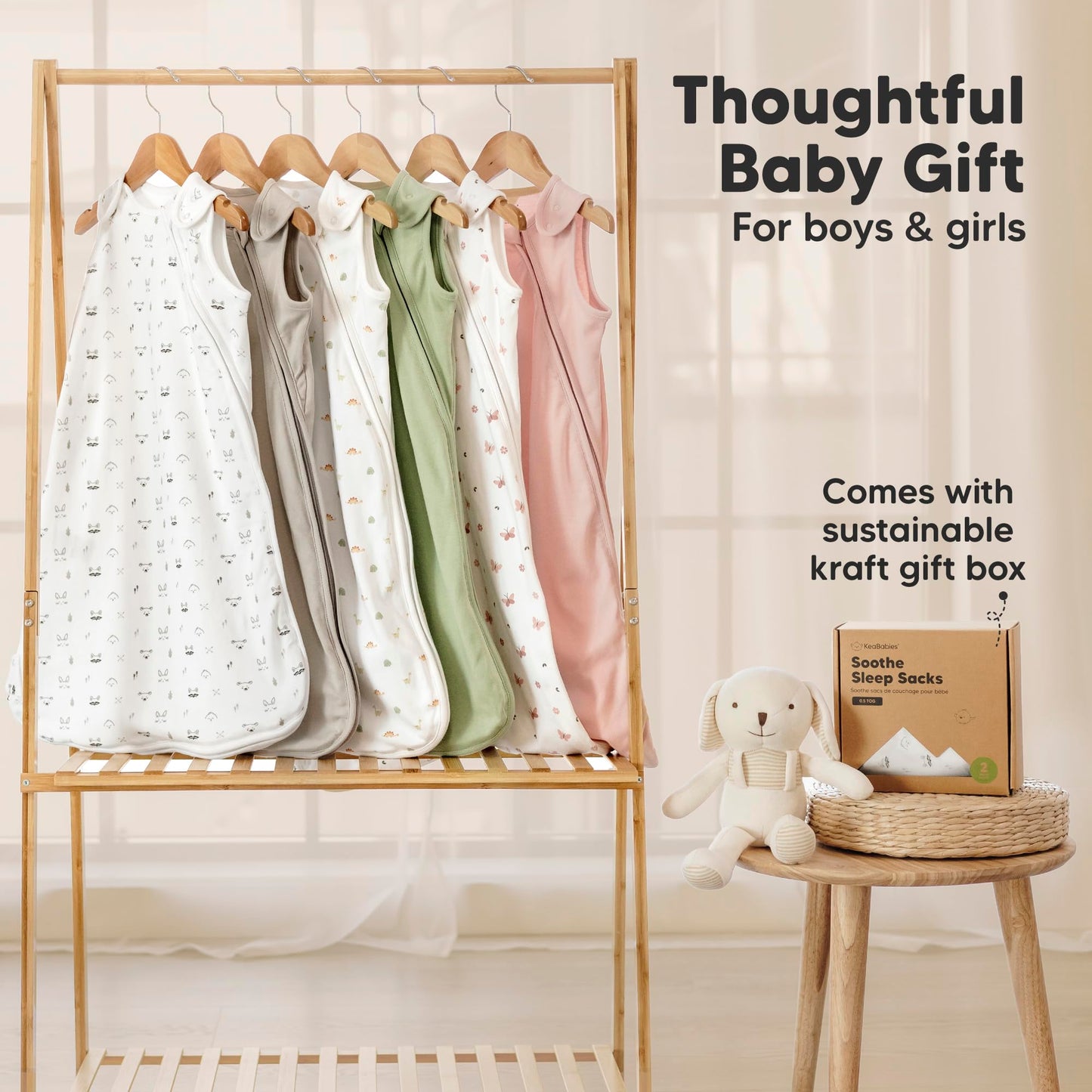 2-Pack Organic Baby Sleep Sacks, 100% Cotton - Soft & Breathable 0.5TOG Baby Wearable Blanket, Toddler Sleeping Sack 6-18 months, Easy to Wear Transitional Swaddles for Newborns, Infants (Nordic, M)