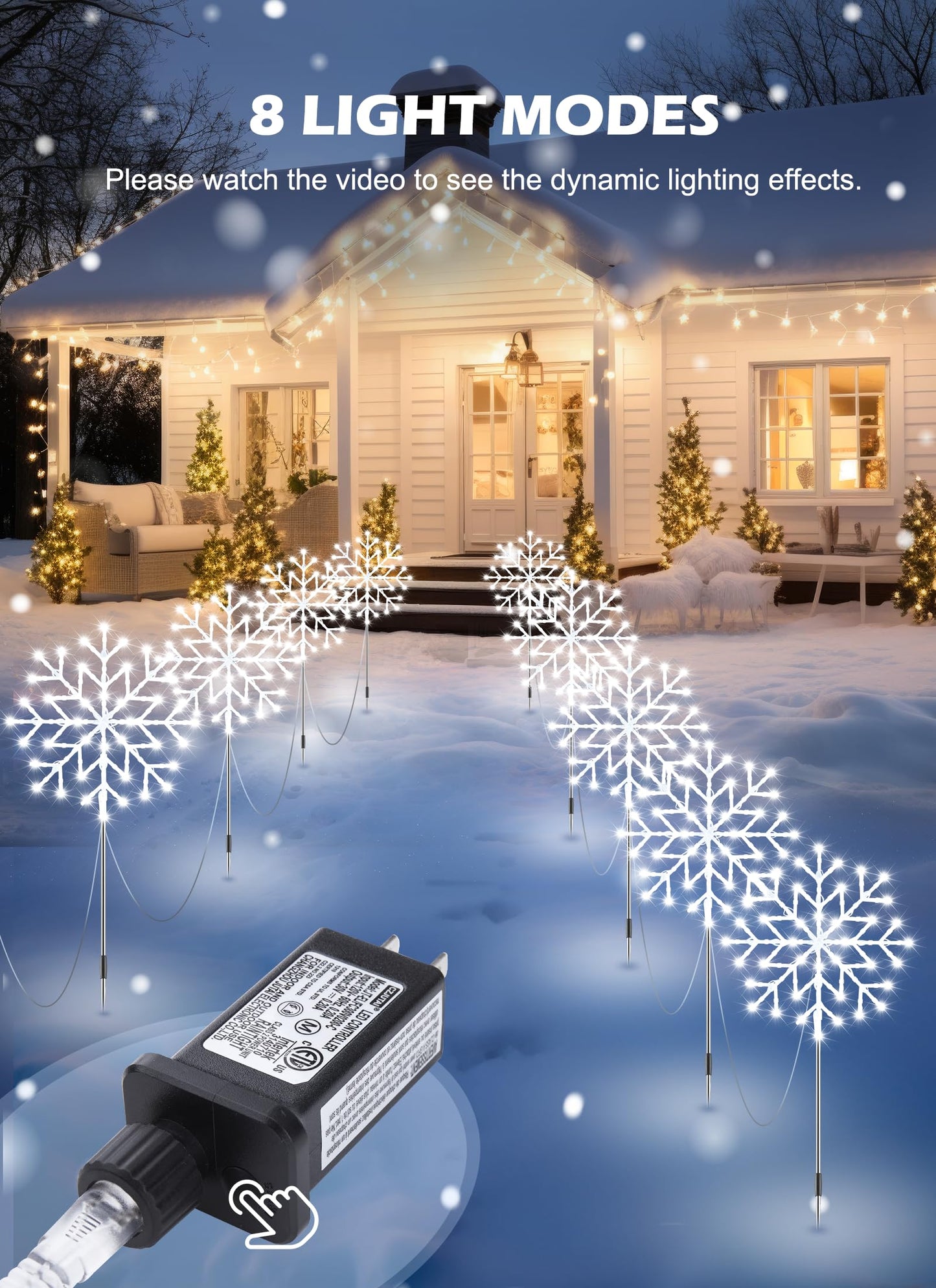 Brightown Snowflake Lights Outdoor, 10 Large Snowflake Christmas Pathway Lights Outdoor Christmas Decorations Yard Sidewalk Walkway Driveway Marker Stake, White