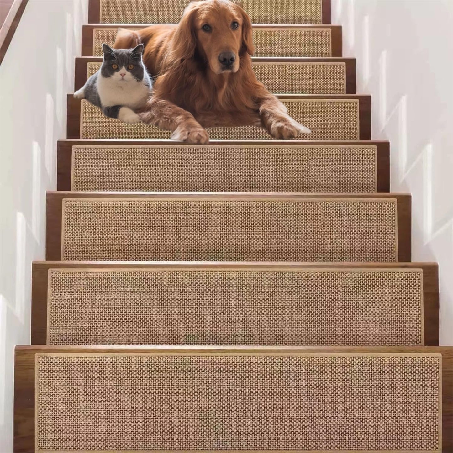LGYNTO 15PCS Stair Treads Non Slip for Wooden Steps Indoor,8" X 30" Carpet Stair Treads, Machine Washable Stair Runners with Reusable Anti Slip Self-Adhesive Backing for Kids Elders and Pets. (8"x30")
