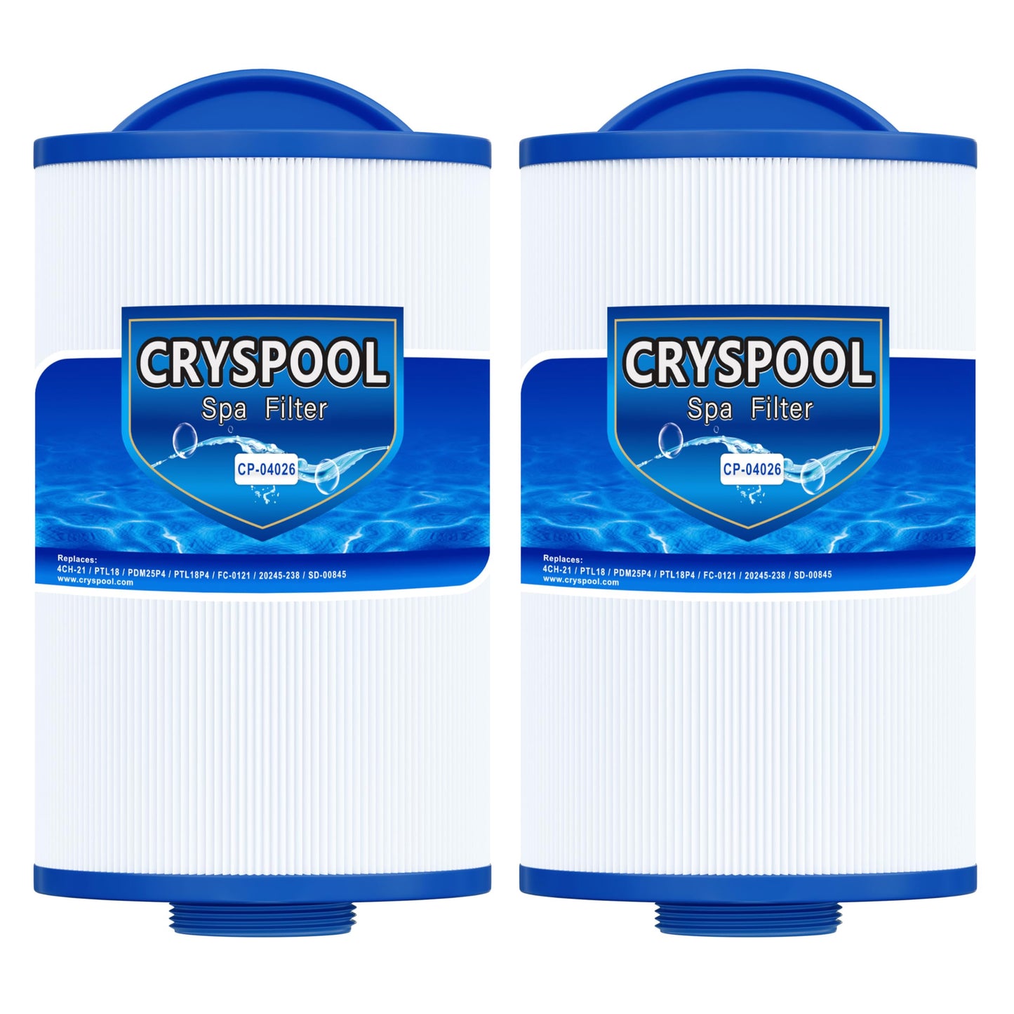 Cryspool 04026 Filter Compatible with 4CH-21, PTL18, PDM25P4, PTL18P4, FC-0121, 20245-238, SD-00845, 19 Sq. Ft Spa Filter Cartridge, 2 Pack