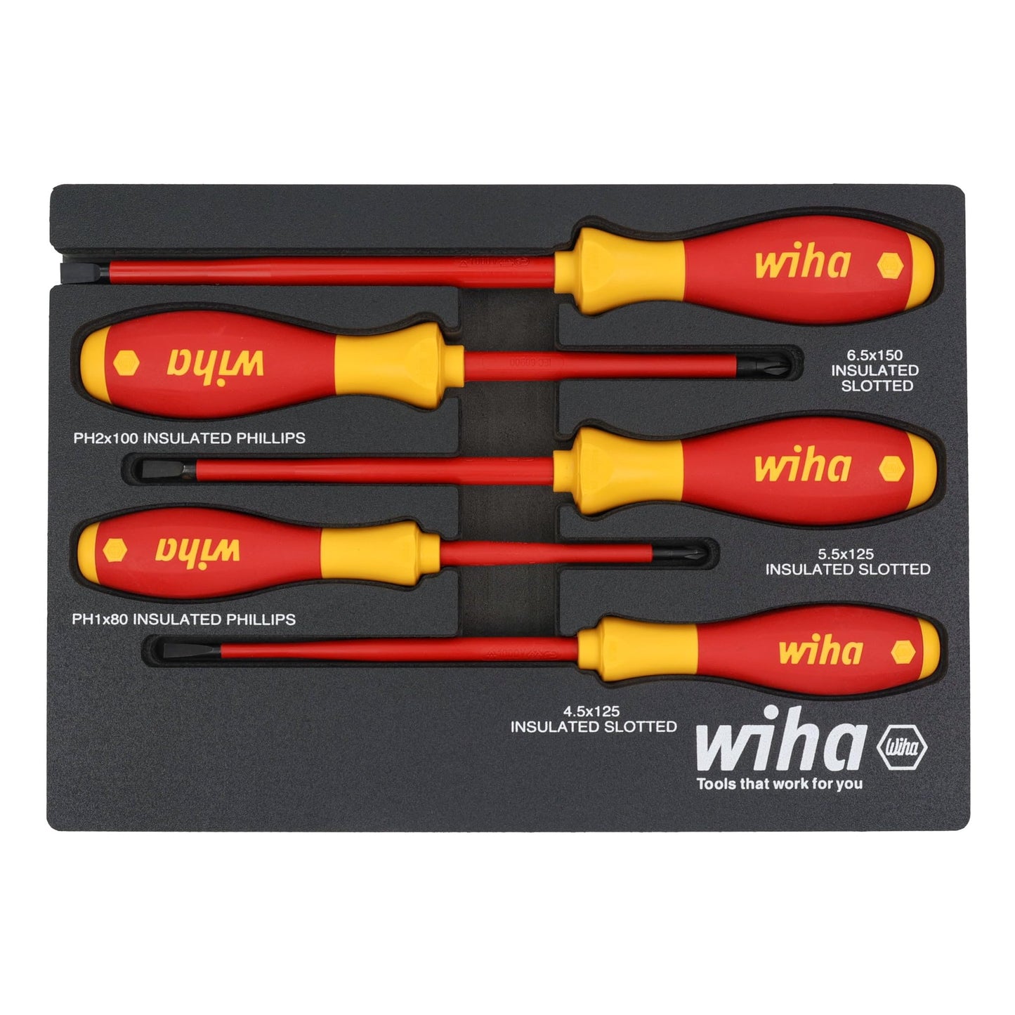 5 Piece Insulated Cushion Grip Screwdriver Tray Set