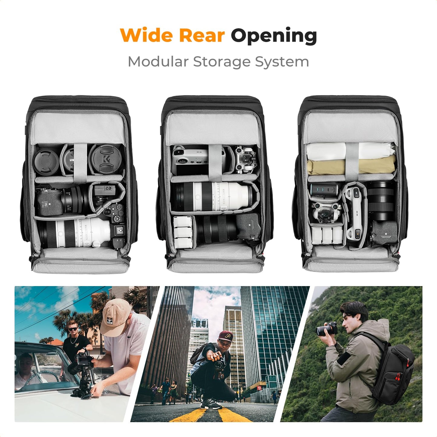 K&F Concept Camera Backpack, Camera Bags Waterproof 25L Large Capacity Camera Case with 15.6 Inch Laptop Compartment Compatible for Canon/Nikon/Sony/DJI Mavic Drone Travel Camera Backpack