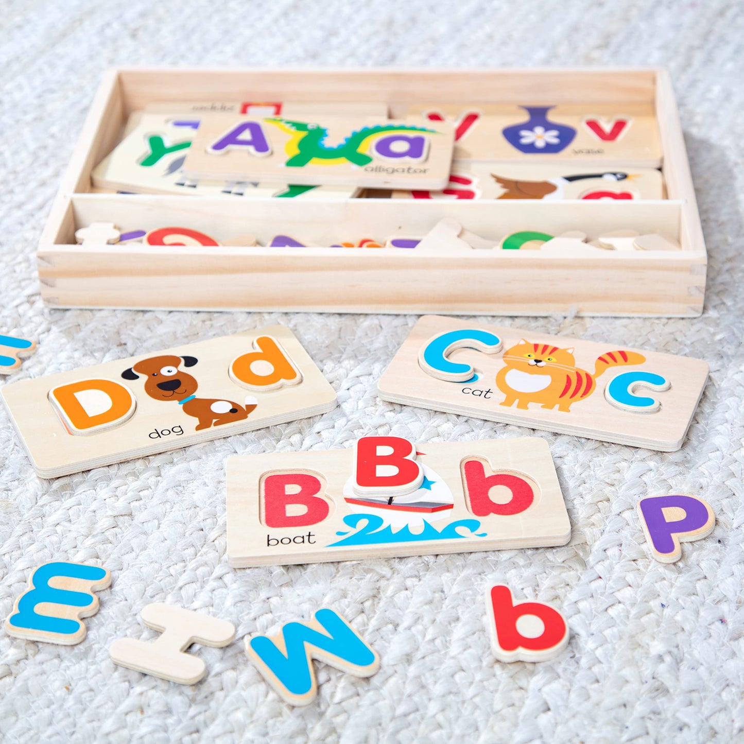 Melissa & Doug ABC Picture Boards - Educational Toy with 13 Double-Sided Wooden Boards and 52 LettersABC Puzzle for Kids 3+