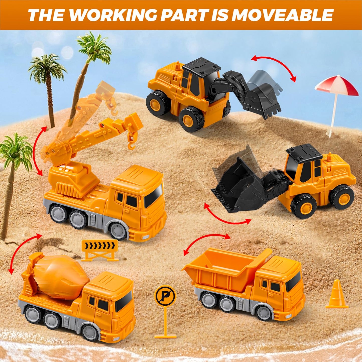 SJYN Magnetic Transform Engineering Car Assembled Toys with Storage Box, Toys for Toddlers Kids Magnetic Blocks, Construction Vehicle Magnetic Building Sets Ages 3-8 (35 Pieces)