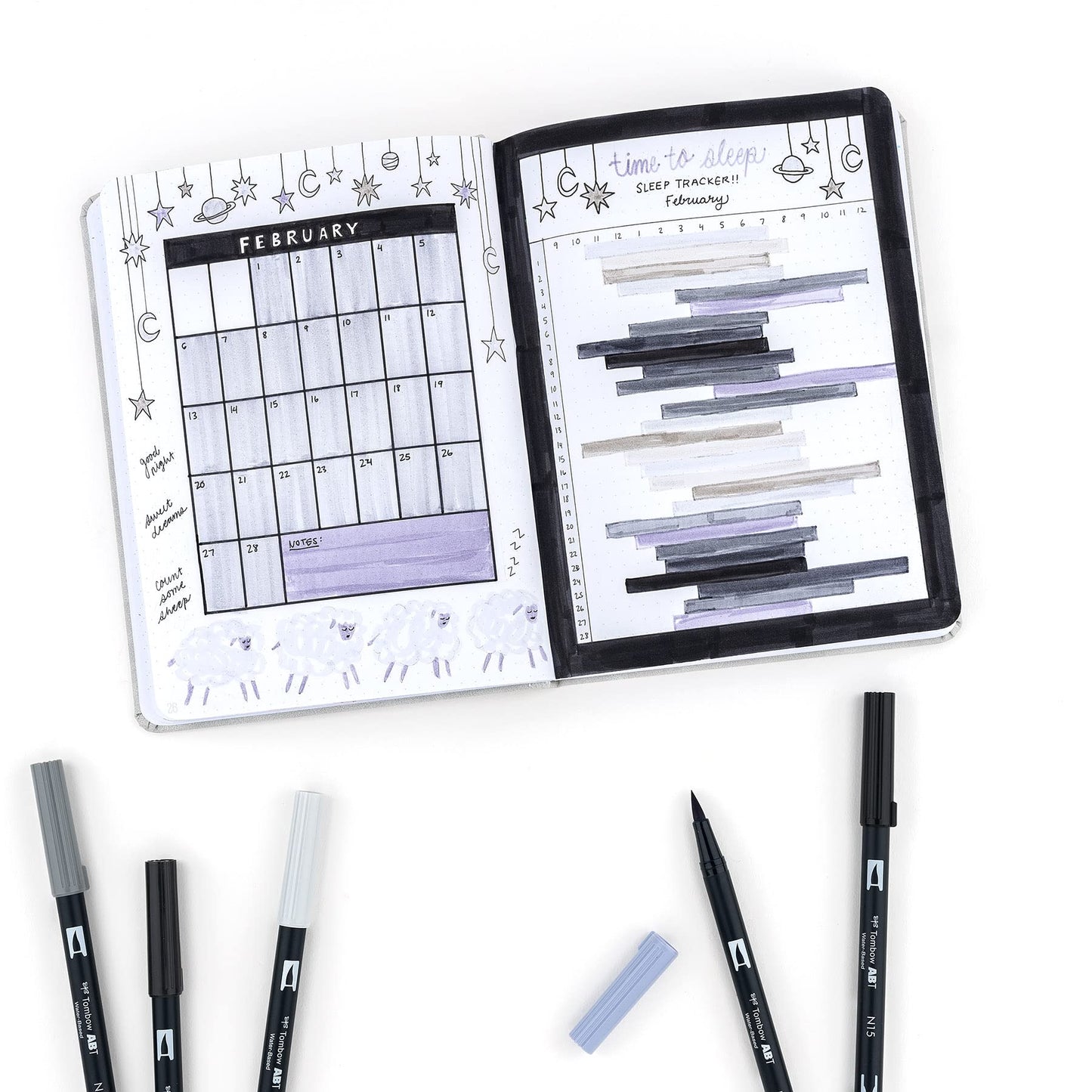 Tombow Dual Brush Pen Set, 10-Pack, Grey Scale Colors (56171)