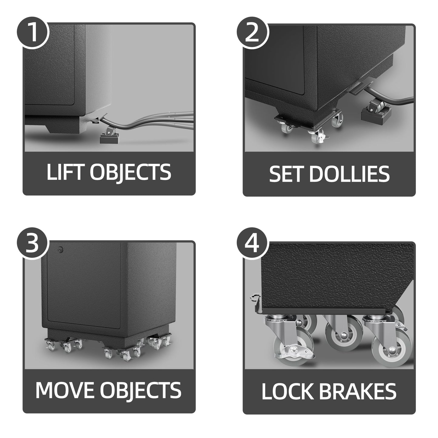 Furniture Dolly Mover Pro Set, Furniture Lifter with 5 360° Rotatable Universal Wheels,Carbon Steel Panel Furniture Movers,Maximum Load 2000LBS.Dark Grey