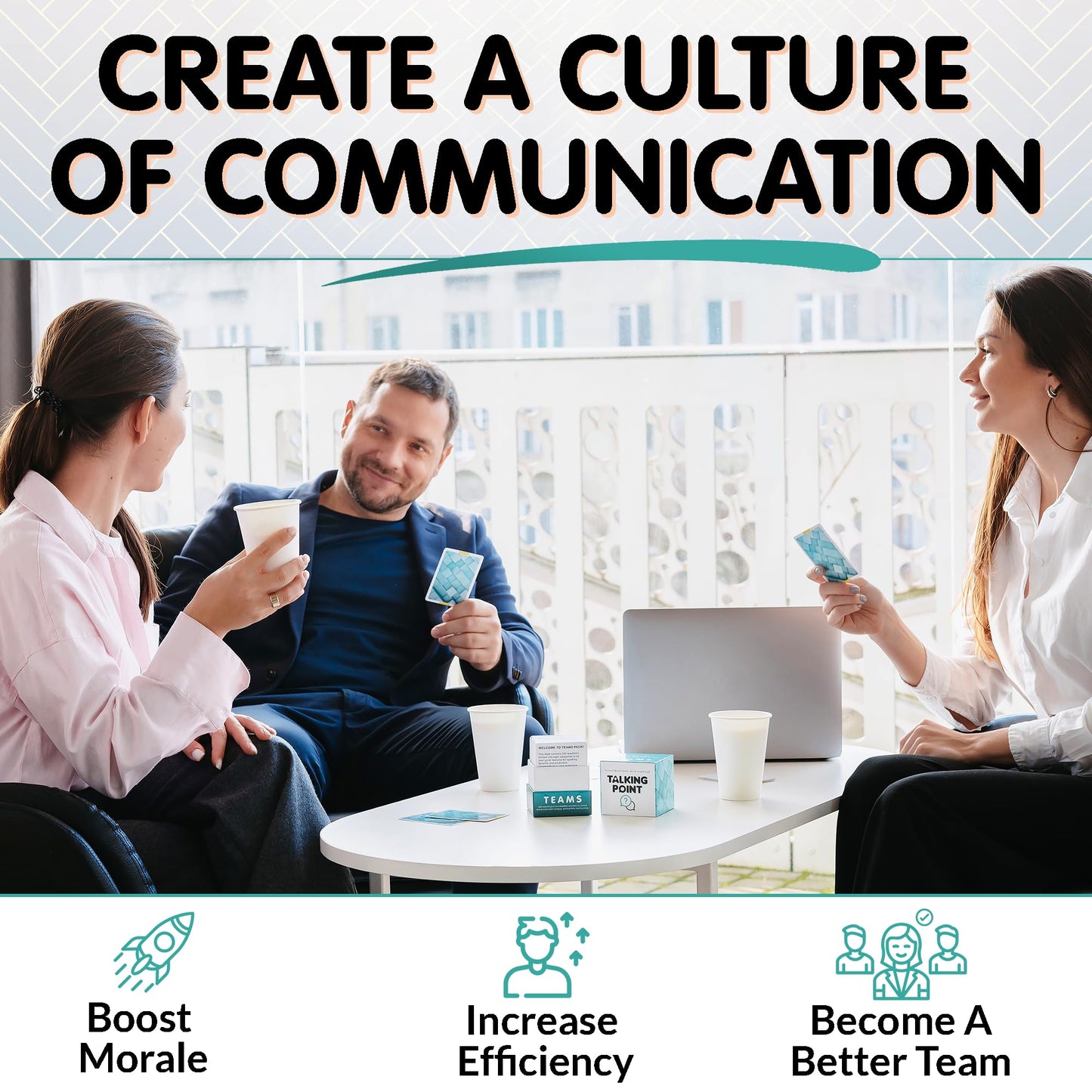 200 Conversation Cards for Teams - Meaningful Questions That Help Team Members Understand Each Other - Team Building Conversation Starter Card Game for Work - Office Icebreaker Conversation Card