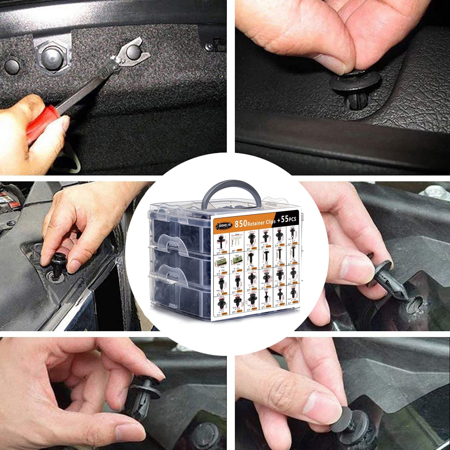 Joonzoie Universal Auto Plastic Car Clips, 905pcs Push Bumper Fastener Rivet Clips with 24 Popular Sizes, Push Pin Panel Clips Set with 20 Cable Ties & Fastener Remover for GM Ford Toyota Honda