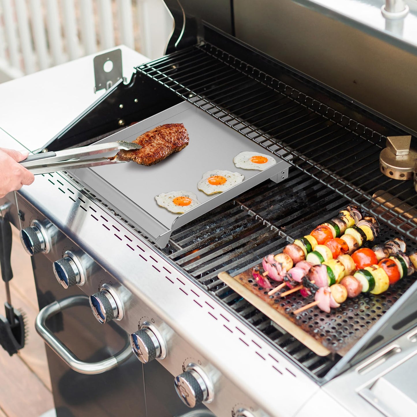 Stanbroil Universal Griddle for Gas Grill Side Burner, Stainless Steel Flat Top for Most Gas Grills, 11" x 13"