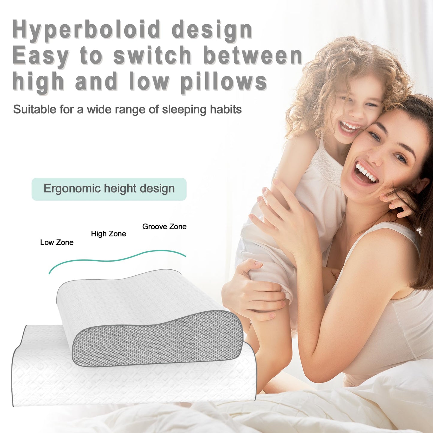 Cervical Pillow for Neck Pain Relief, Memory Foam Pillow, Ergonomic Adjustable Contour Bed Pillow for Side, Back & Stomach Sleepers (22 * 13.7inch)