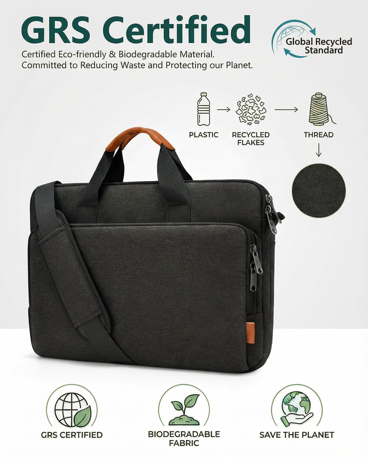 Bagasin 17 17.3 18 inch Laptop Computer PC Shoulder Bag Carrying Case, Water-Repellent Fabric Briefcase, Lightweight Toploader, Business Casual or School