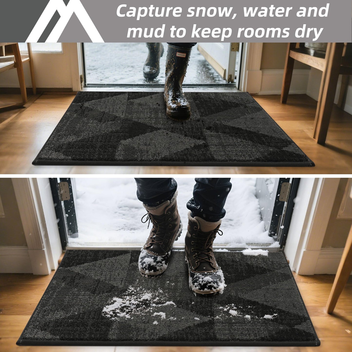 COSY HOMEER Door Mat Entrance, 32"x48" Non-Slip Absorbent Doormat for Front Door, Low Profile Dirt Trapper Entryway Mat, Washable Rugs for Paws & High Traffic Areas, Dark Gray