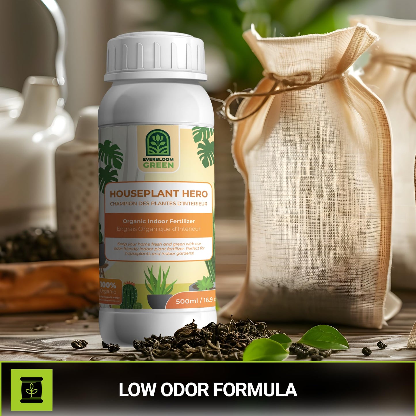 Houseplant Hero - Indoor Organic Liquid Fertilizer - Natural Indoor Plant Food (1L / 33.8oz)