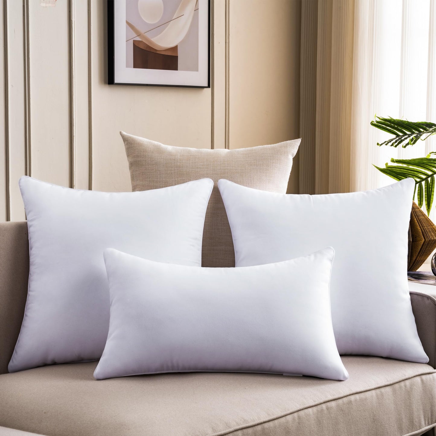 OTPIPCS 22 x 22 Pillow Inserts Set of 2 Down Alternative Throw Pillow Inserts Large Fluffy Decorative Pillow White Square Pillows Stuffing for Living Room Couch Bed Sofa Interior Cushions