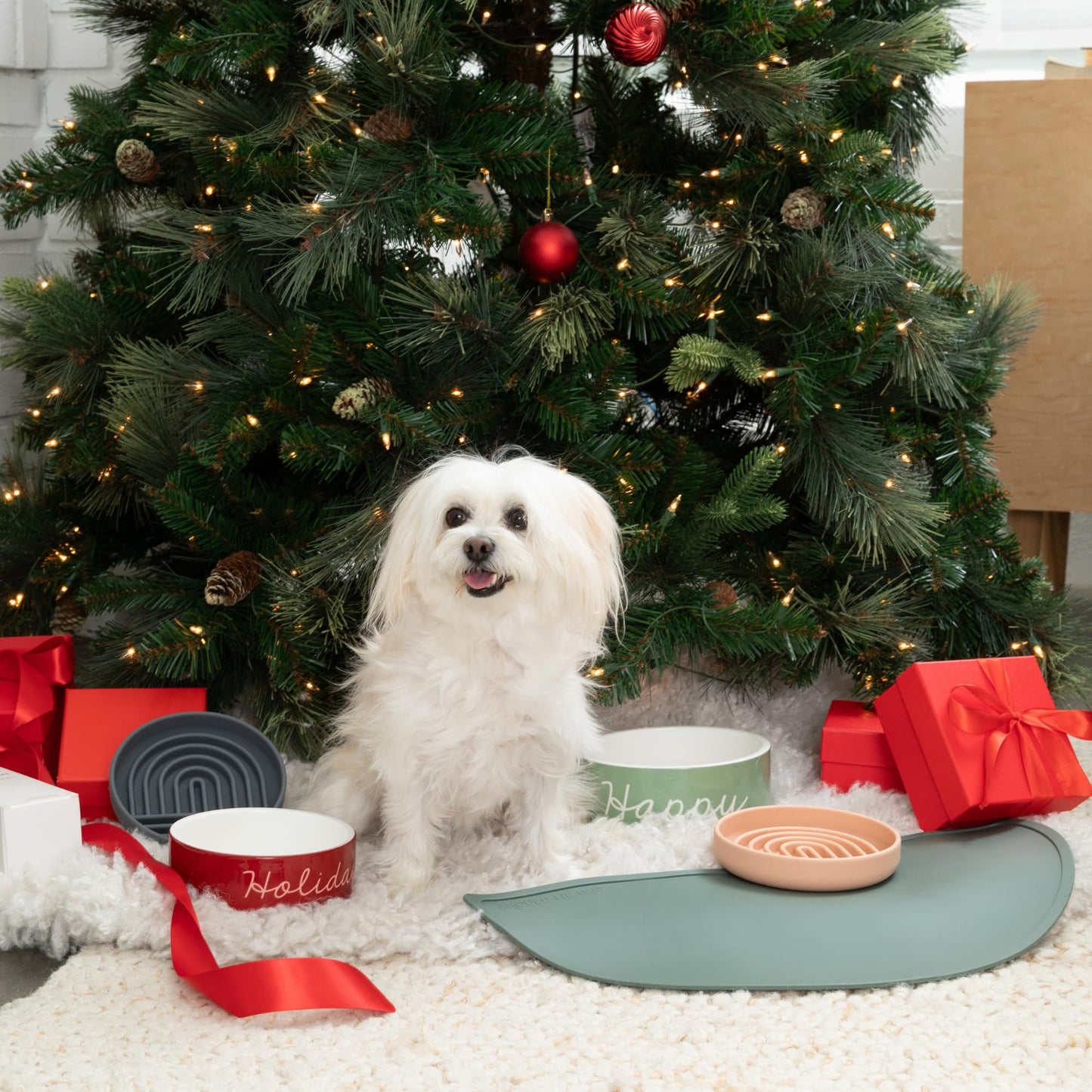 Silicone Pet Food Mat: Waterproof, Non-Slip, Raised Edges to Prevent Spills, Easy-to-Clean Flexible Tray for Dog Feeding and Water Bowls. Large, Cute, Modern Design. (Large, Honey)