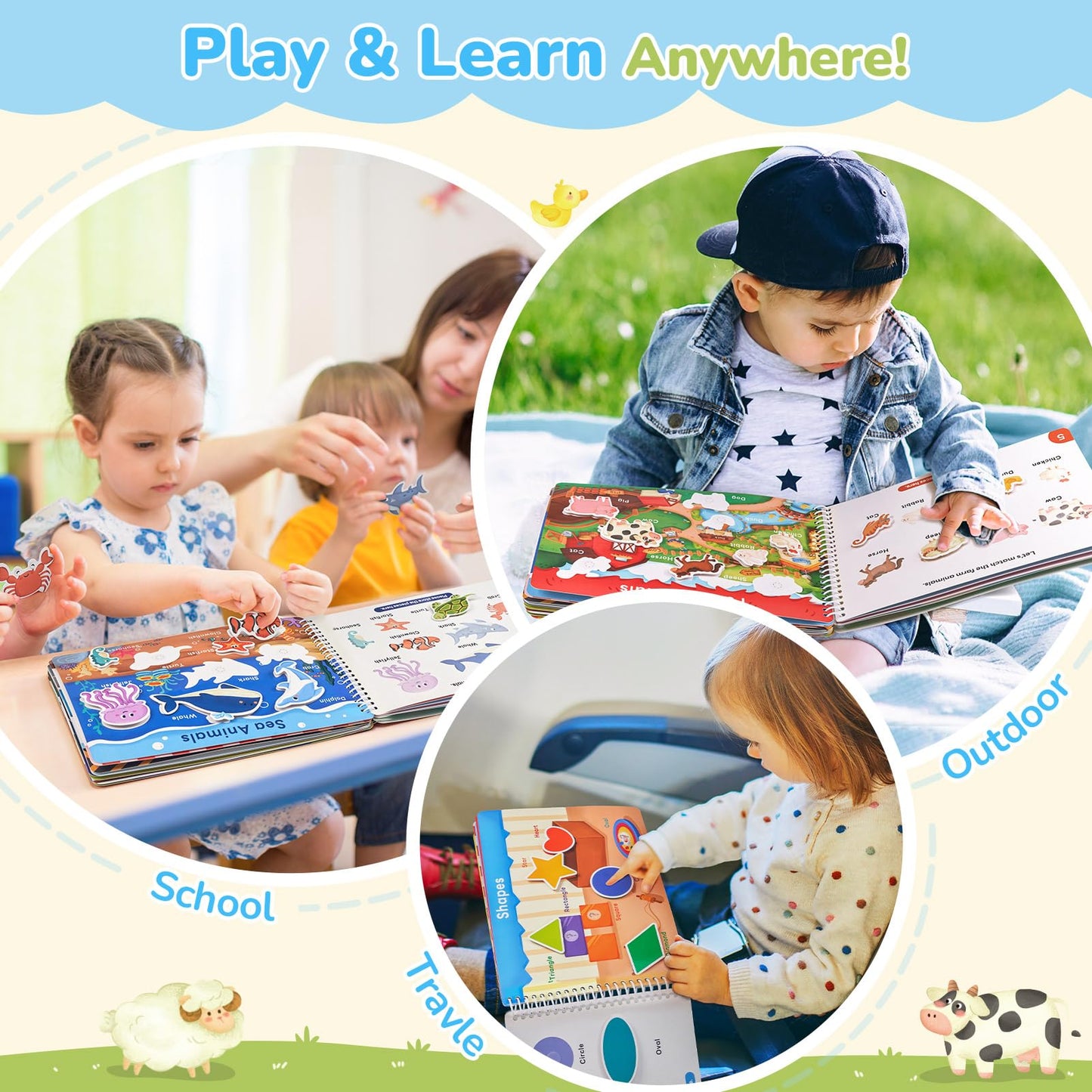 JoyCat Preschool Busy Book for Toddlers 3-5, Learning Activities Books, Educational Sensory Toys, Autism Learning Material, Birthdays Presents for Boys Girls (English Version)