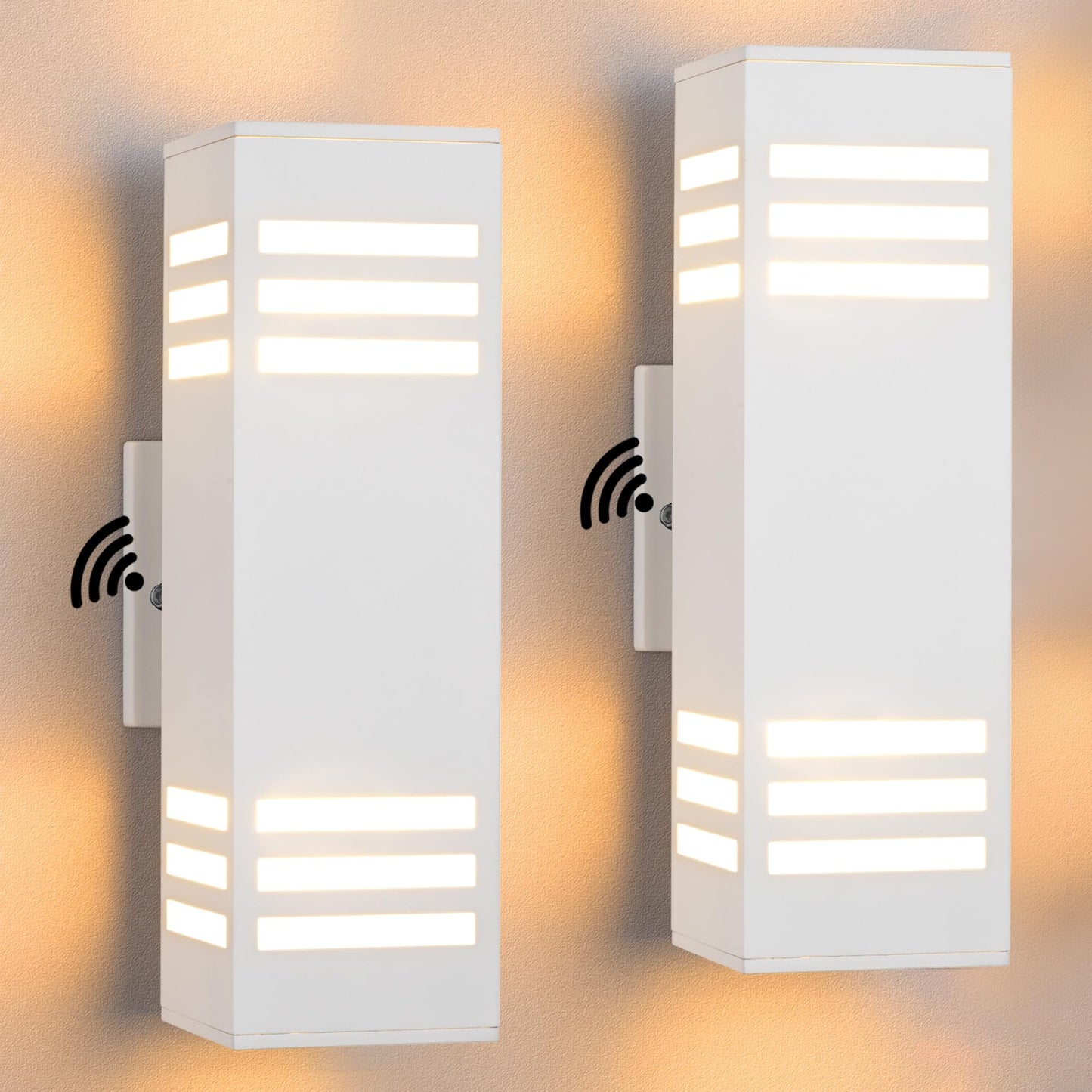 Dusk to Dawn Outdoor Wall Lights, 2 Pack Up Down Outdoor Lighting Modern Aluminum Exterior Light Fixtures, IP65 Waterproof Porch Lights for Garage Patio, Matt White, Housen Solutions
