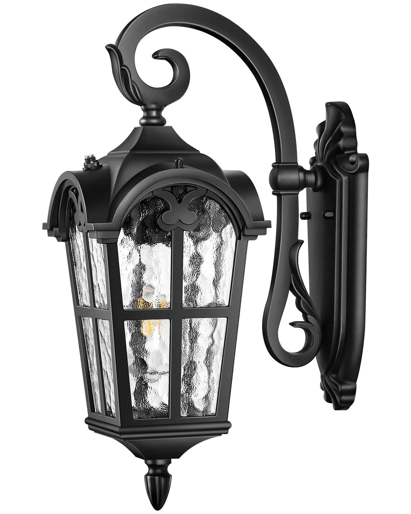 VIANIS Outside Lights for House, Dawn to Dusk Light Fixture, Black Classic Wall Lantern Fixture with Water Ripple Glass, 100% Aluminum Outdoor Sconce Lights Wall Mount, Coach Light for Garage Porch