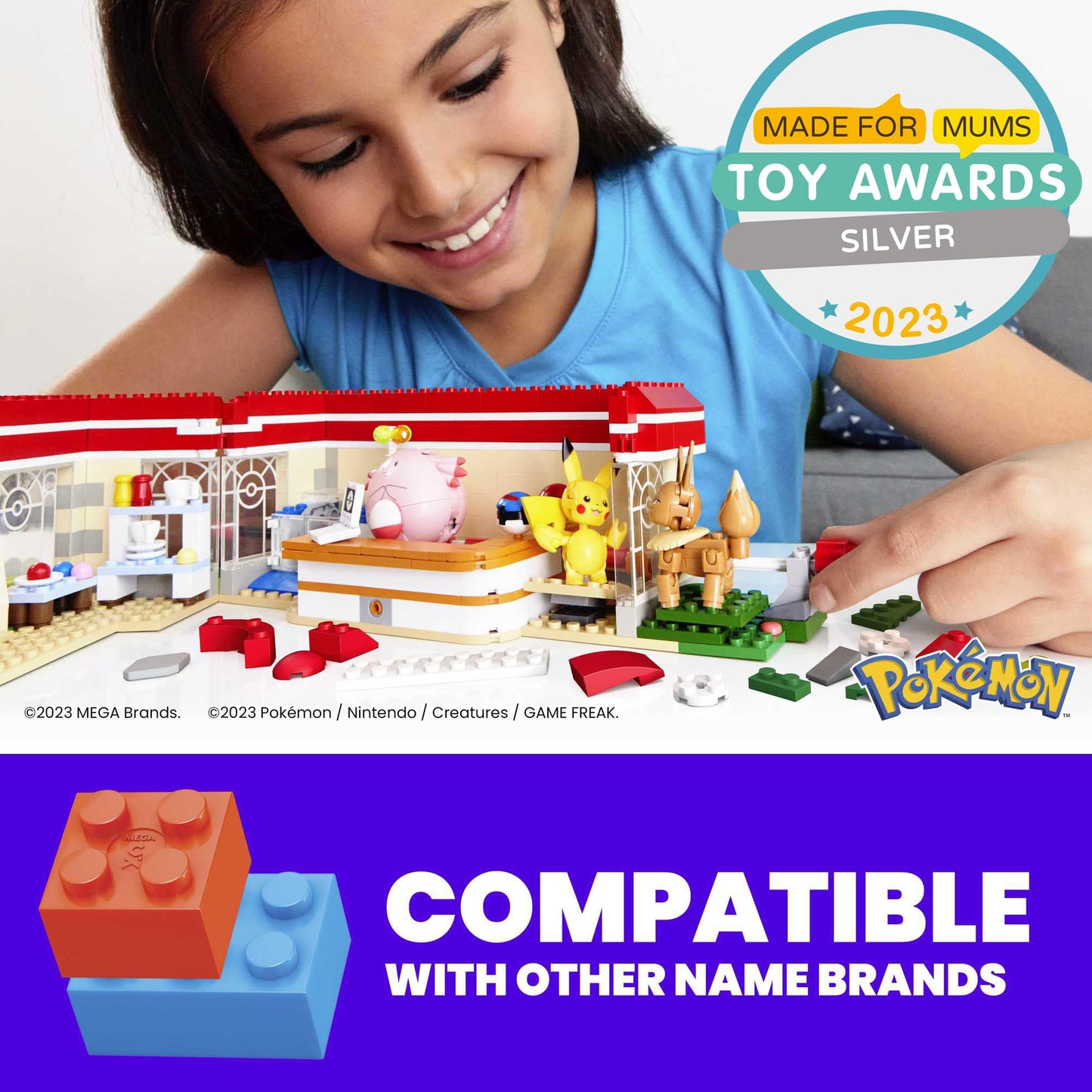 MEGA Pokemon Building Toys Set Forest Pokemon Center with 648 Pieces, 4 Poseable Characters, for Kids