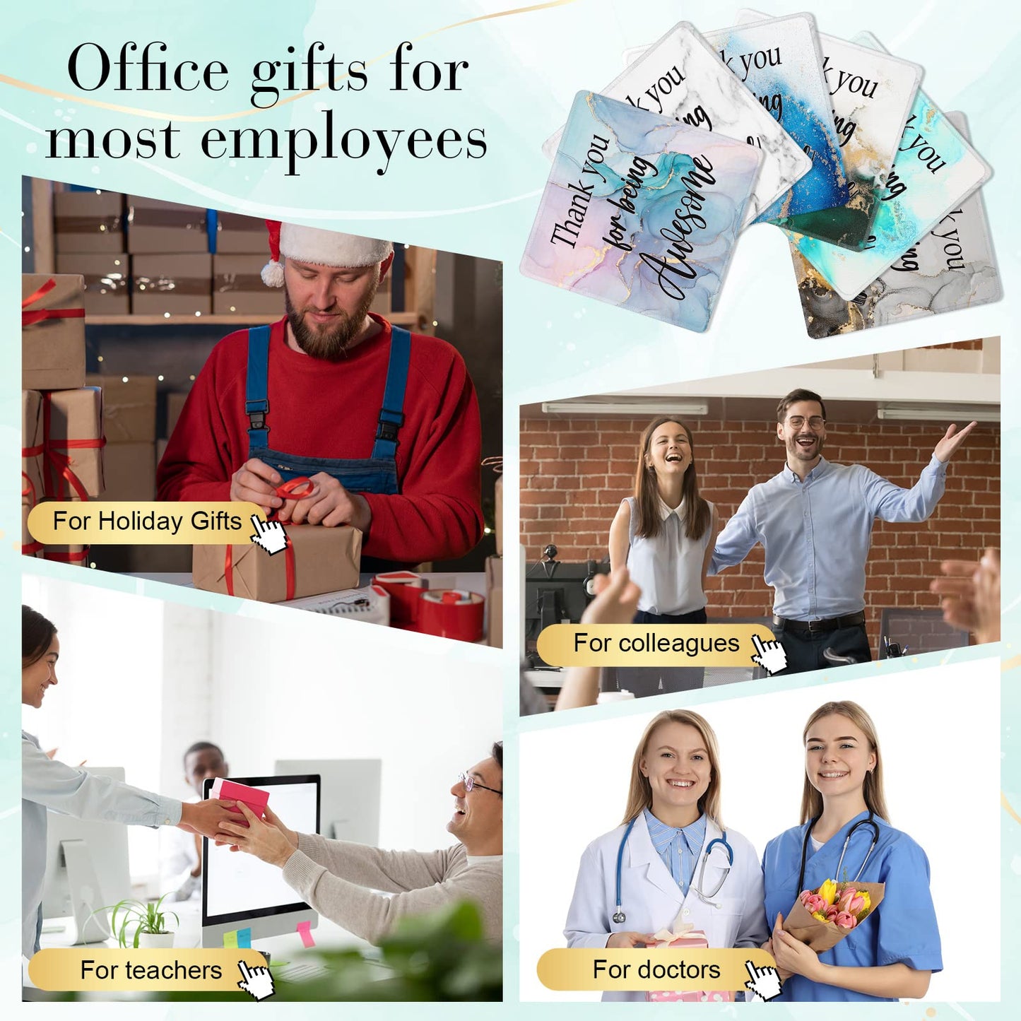 Datanly 12 Pcs Employee Appreciation Gift Bulk Mouse Pad Thank You for Being Awesome Gifts Non Slip Laptop Computer Marble Mouse Pad Thank You Gifts for Coworkers Employee Office Supplies