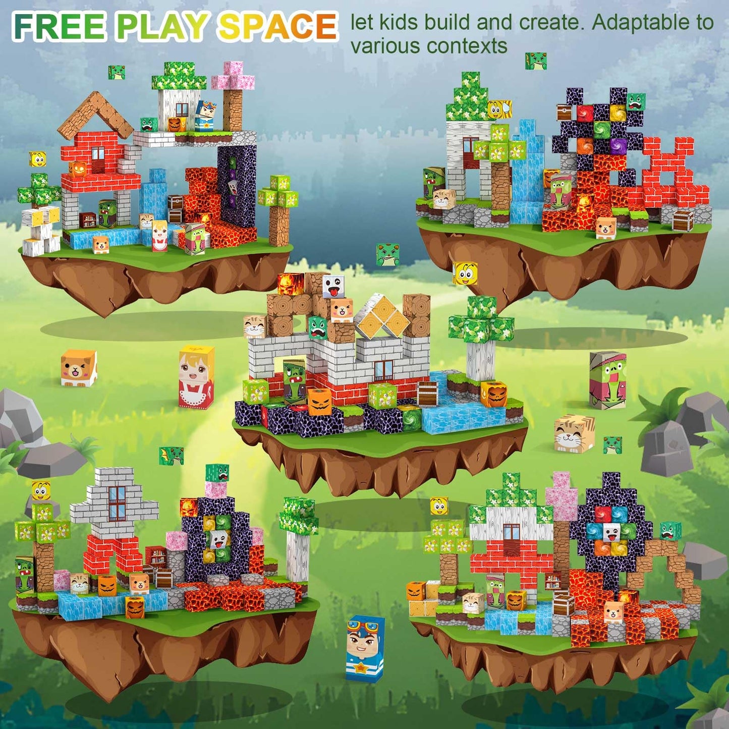 Crifeton Magnetic Blocks 220 PCS Magnetic Building Blocks, 3+ STEM Montessori Sensory Toys, Magnetic Cube for for 3 4 5 6 7 8 9 10 11 12 8-12 Years Old Boys & Girls Birthday Gifts