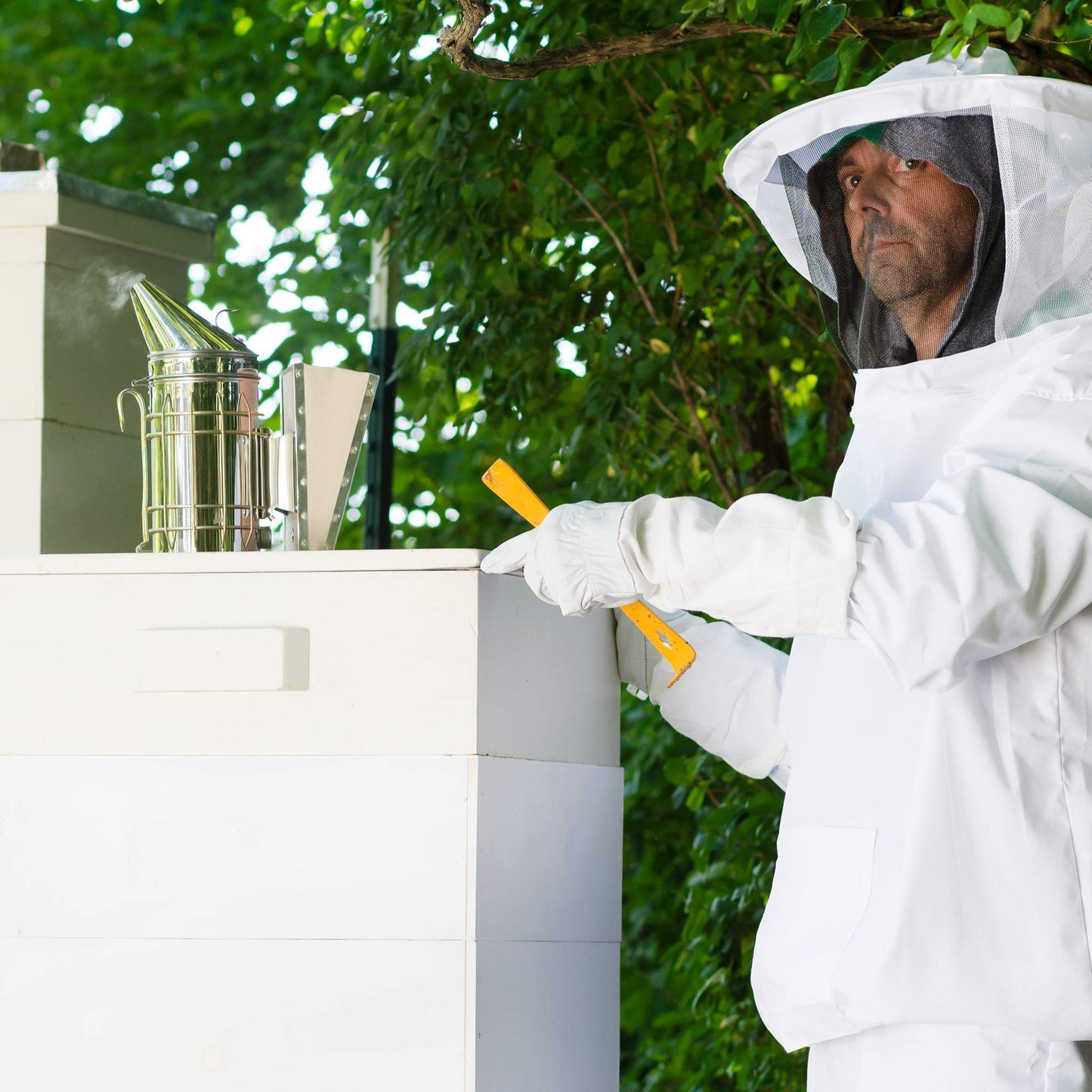 VIVO Professional White Large Beekeeping Suit, Jacket, Pull Over, Smock with Veil (BEE-V105)