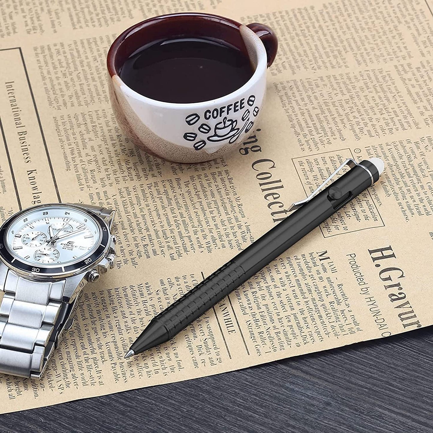 SMOOTHERPRO Erasable Bolt Action Pen Superior Stainless Steel Compatible with Pilot FriXion Refill Durable Pen Clip for EDC Pocket Business Collection Color PVD-Coated Black (SSF020S)