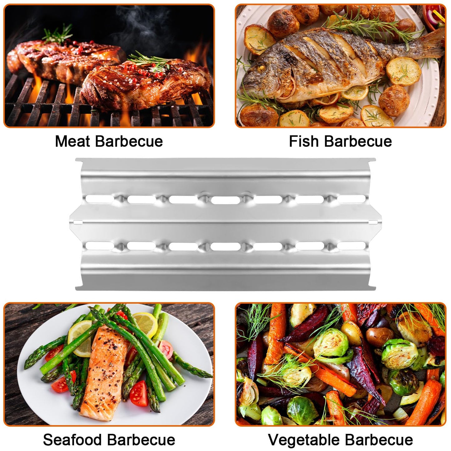 BBQ Future 13-3/4'' Flav-R-Wave Parts for Broil King Signet and Sovereign Models with Tube-in-Tube Burners, Stainless Steel BBQ Heat Plate Burner Cover, 3-Pack