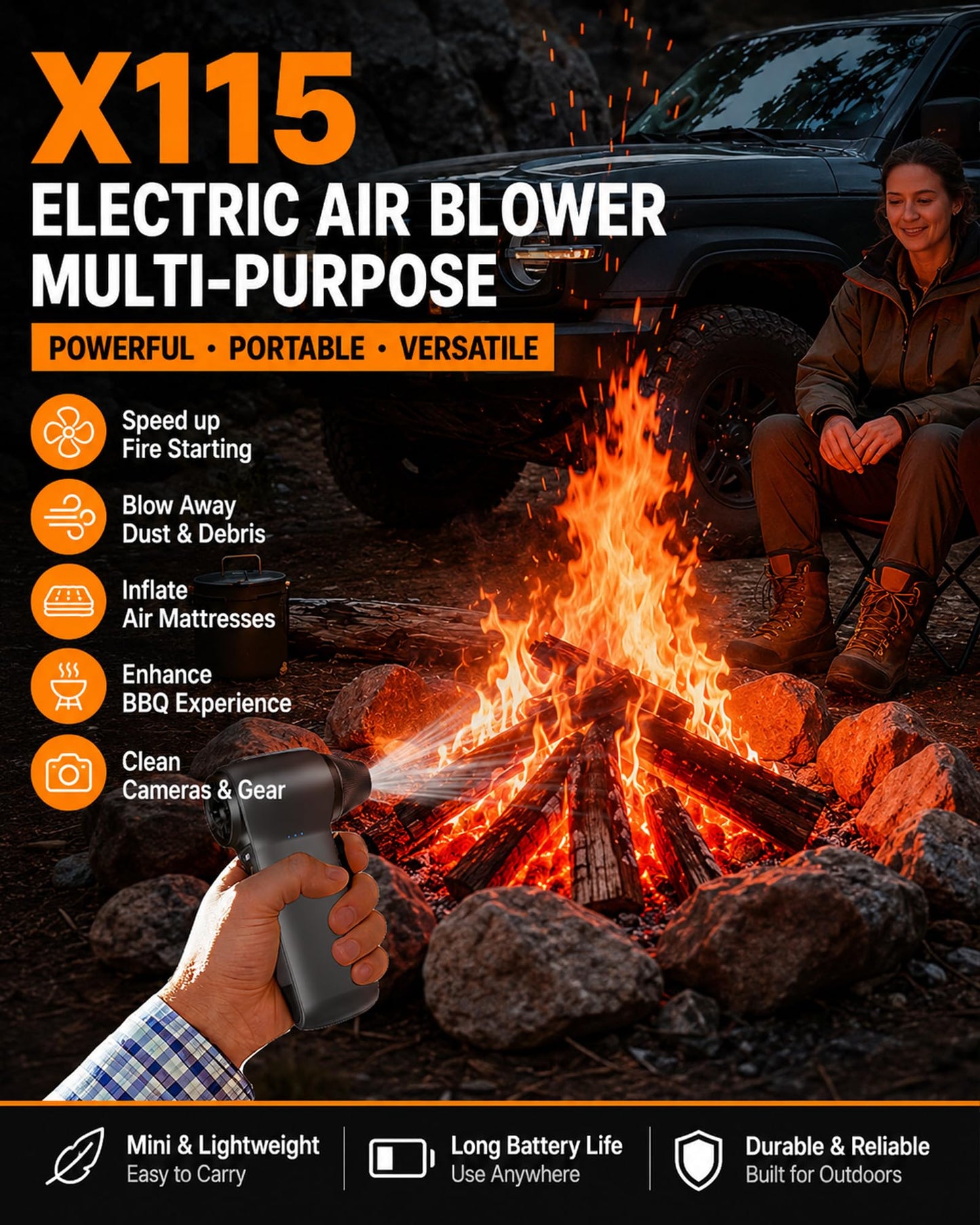 Compressed Air Duster 180000RPM – Super Power Cordless Electric Air Duster with 3-Speed Turbo Fan, Rechargeable Air Blower for Computer, Keyboard, Car, Camera & Home Cleaning