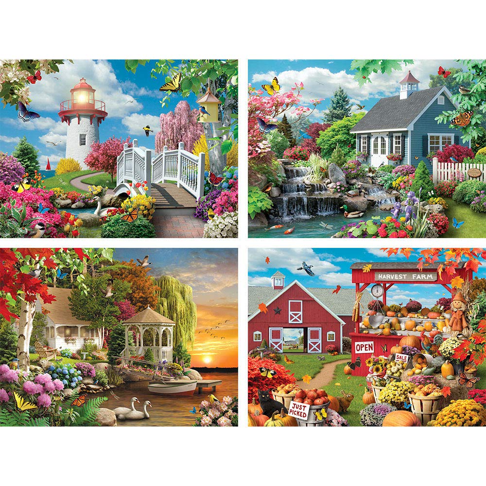 Bits and Pieces - 4-in-1 Multi-Pack - 1000 Piece Jigsaw Puzzles for Adults-Each Measures 20" x 27" (51x 69cm)-Scenic Beauty by Artist Alan Giana