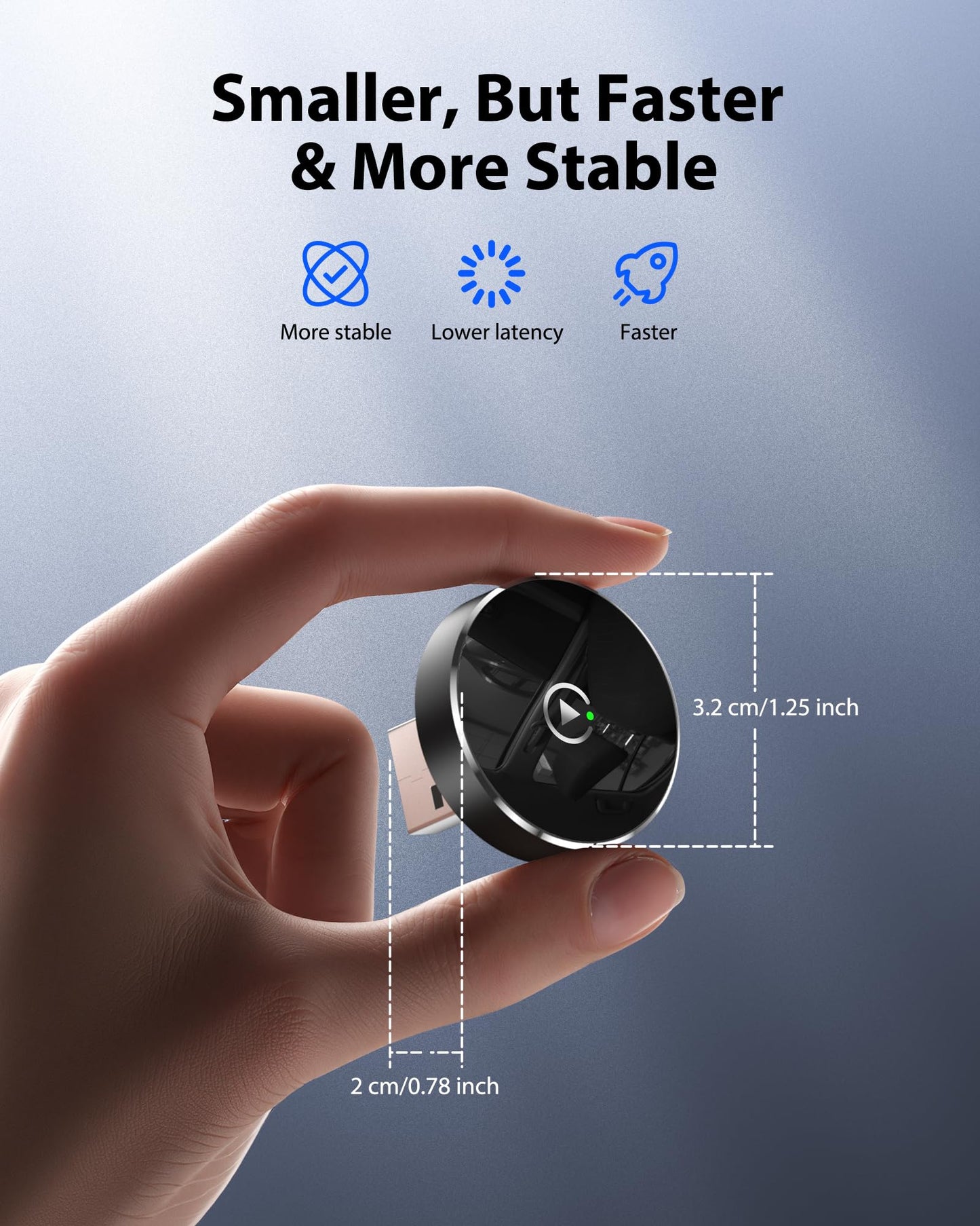 2025 Wireless CarPlay Adapter for iPhone, Converts Factory Wired to Wireless CarPlay Dongle for Cars from 2016 and iOS 10+, Plug and Play, No Latency