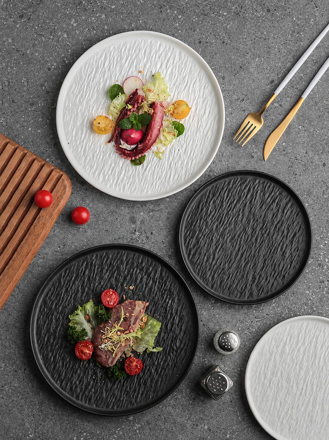 AOSIFIEL Matte Ceramic Dinnerware Set for 4, 16 Pieces, Plates and Bowls Set Porcelain, Dish Set for 4, Dishware Sets Stoneware Dinner Set de Vaisselle Ensemble de Vaisselle
