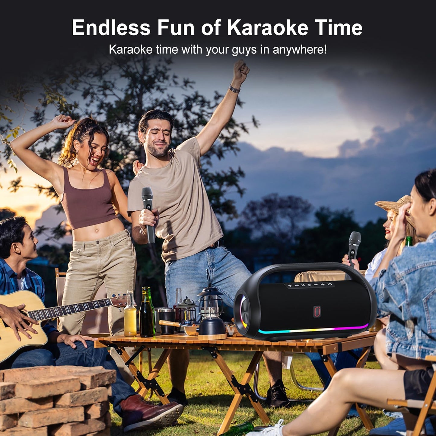 Karaoke Machine with 2 Microphones, Portable Karaoke Speaker for Adults and Kids (D20)