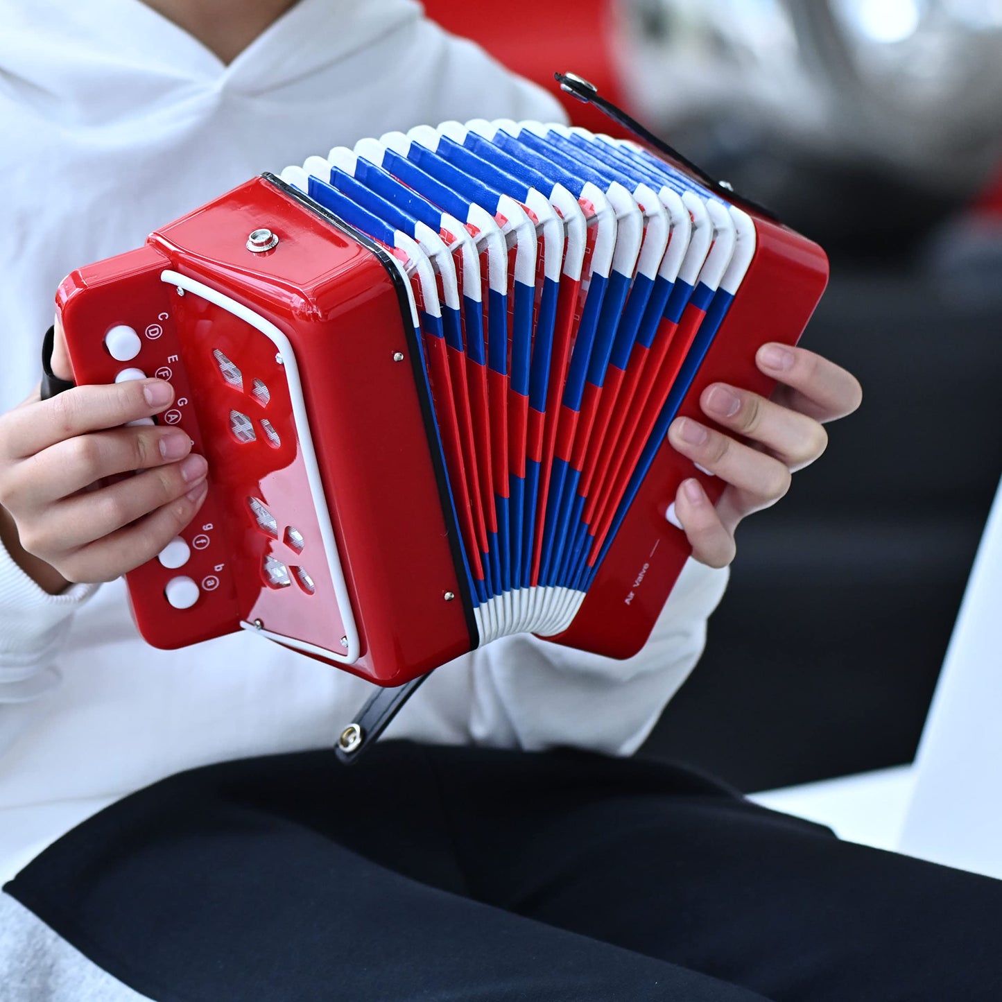LIEKE Kids Accordion 10 keys Button,Musical Instrument,Accordions Gift for Beginners (Red)