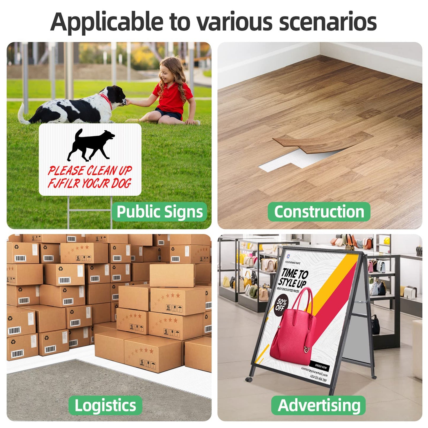 VAIIGO Plastic Sheets 24" x 36", 4mm Blank Yard Lawn Signs, 4 Pack Plastic Poster Board, Coroplast Plastic Sheets for Garage Yard Sale Sign, A-Frame, Warnings, Divider, Crafts, Packing
