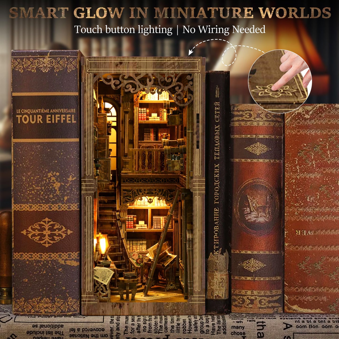 Book Nook Kits for Adults - CRIOLPO Book Nook Kit Bookshelf Decor DIY Miniature House Kit for Bookshelf - Craft Kits for Adults Booknook Model Kits Tiny House Arts and Crafts