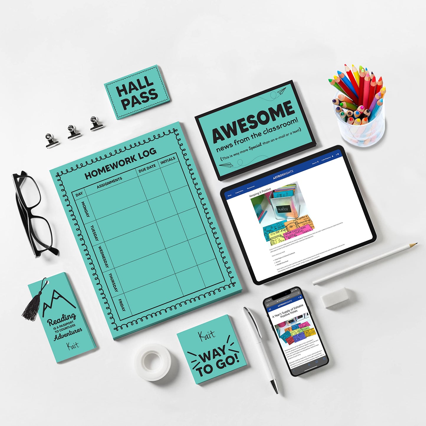 Astrobrights Mega Collection, Colored Cardstock, Punchy Pastel Blue Bliss, 320 Sheets, 65 lb./176 GSM, 8.5" x 11" - More Sheets! (91746)