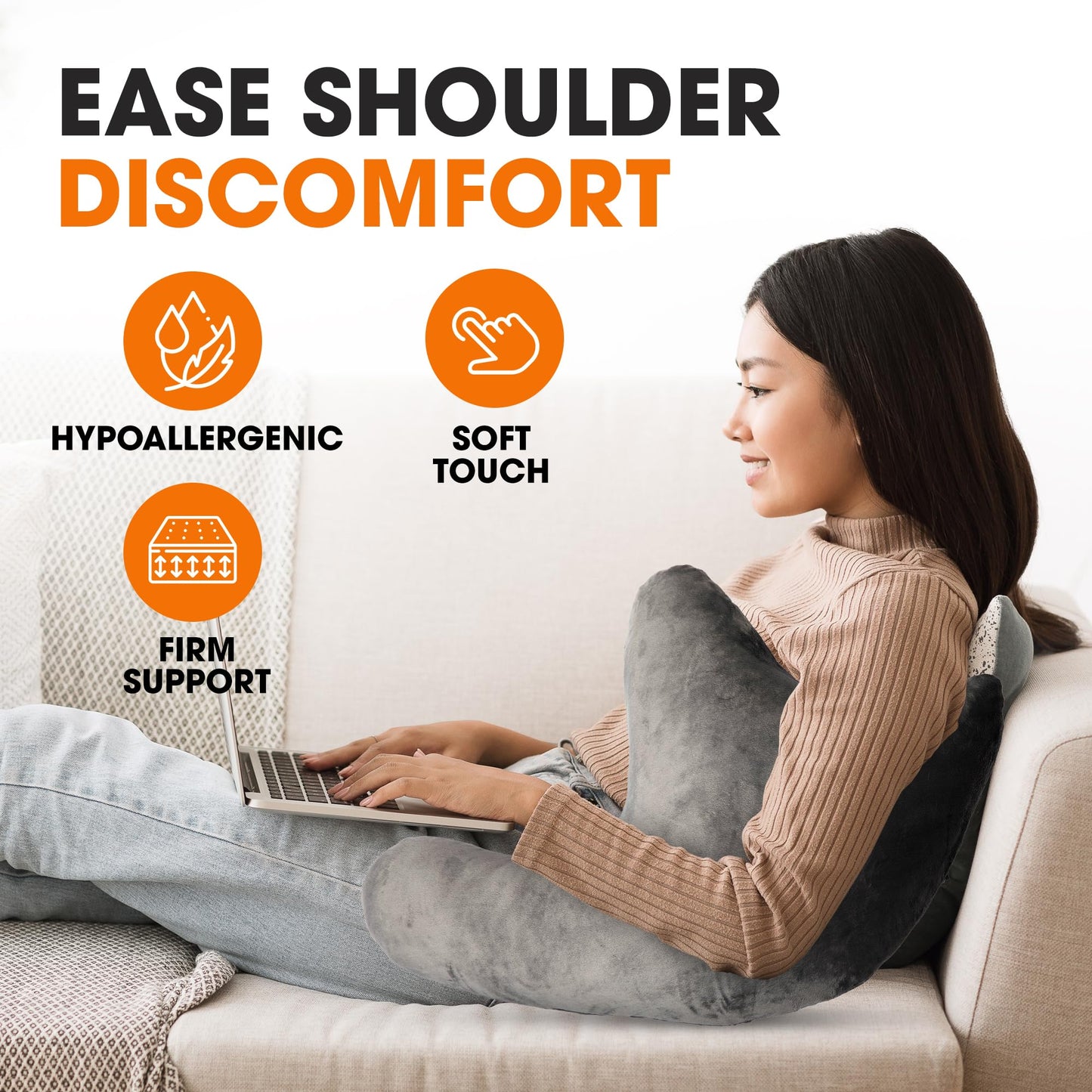 Cheer Collection Rotator Cuff Pillow – Shoulder Surgery Recovery Pillow for Side Sleepers, Arm Support Cushion for Rotator Cuff Injury & Post Surgery Comfort, Gray