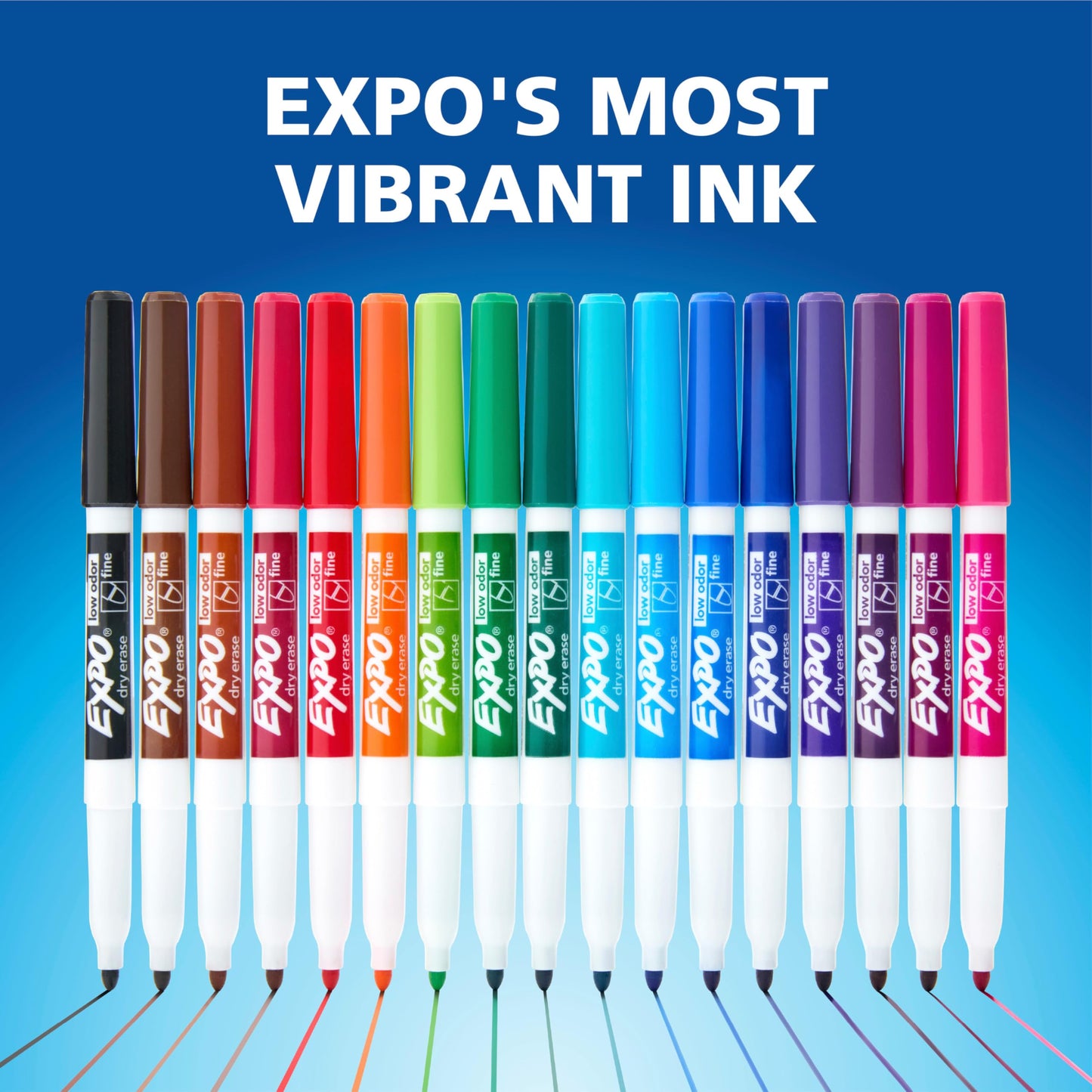 EXPO Dry Erase Markers, Low Odor Ink, Black, Fine Tip, 40 Count