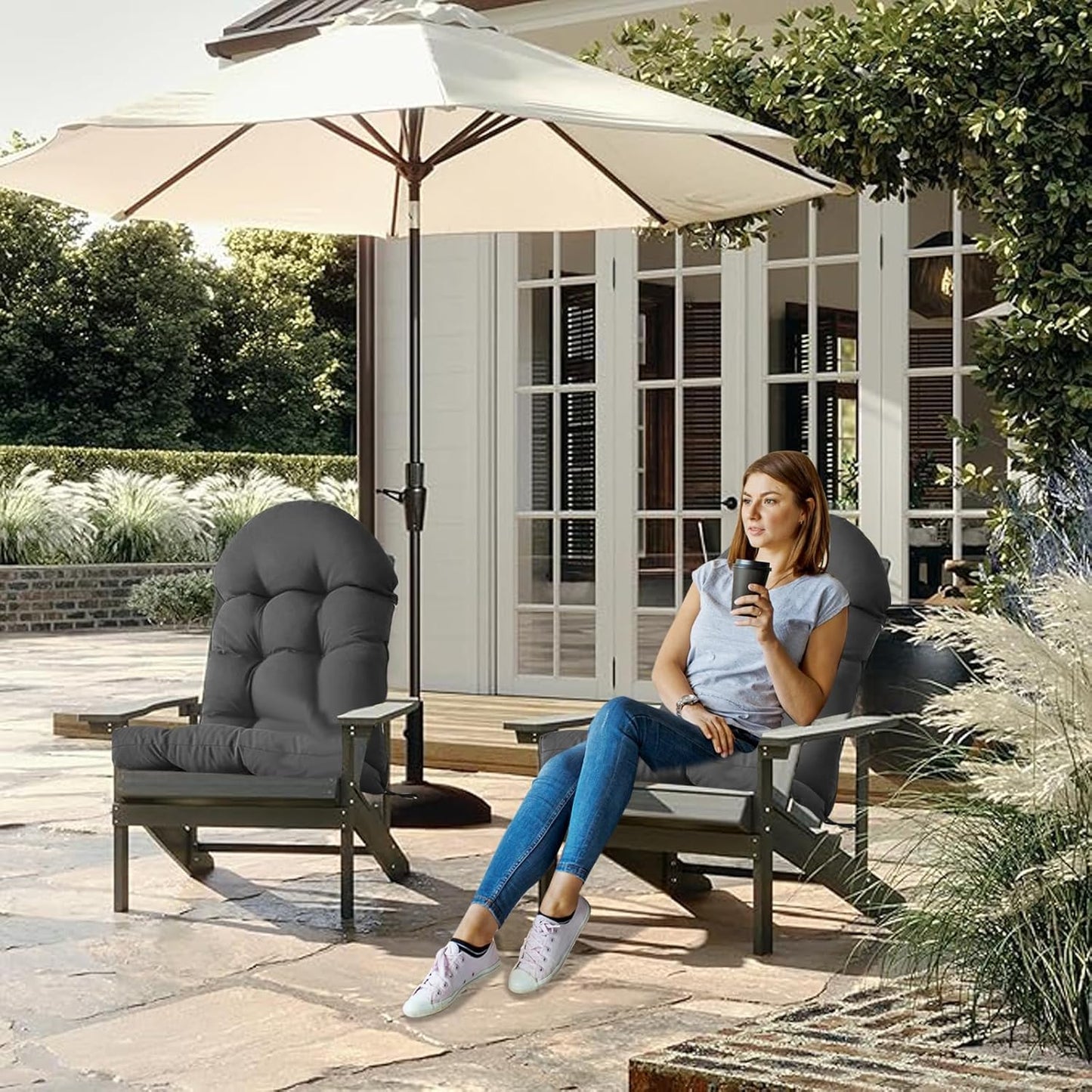 Adirondack Chair Cushion,Thickened Patio Chair Pad for Indoor and Outdoor, Water Proof and Fade-Resistant High Back Rocking Chair Cushion for Indoor and Outdoor,43.3 X 19.7 Inch (Dark Gray)