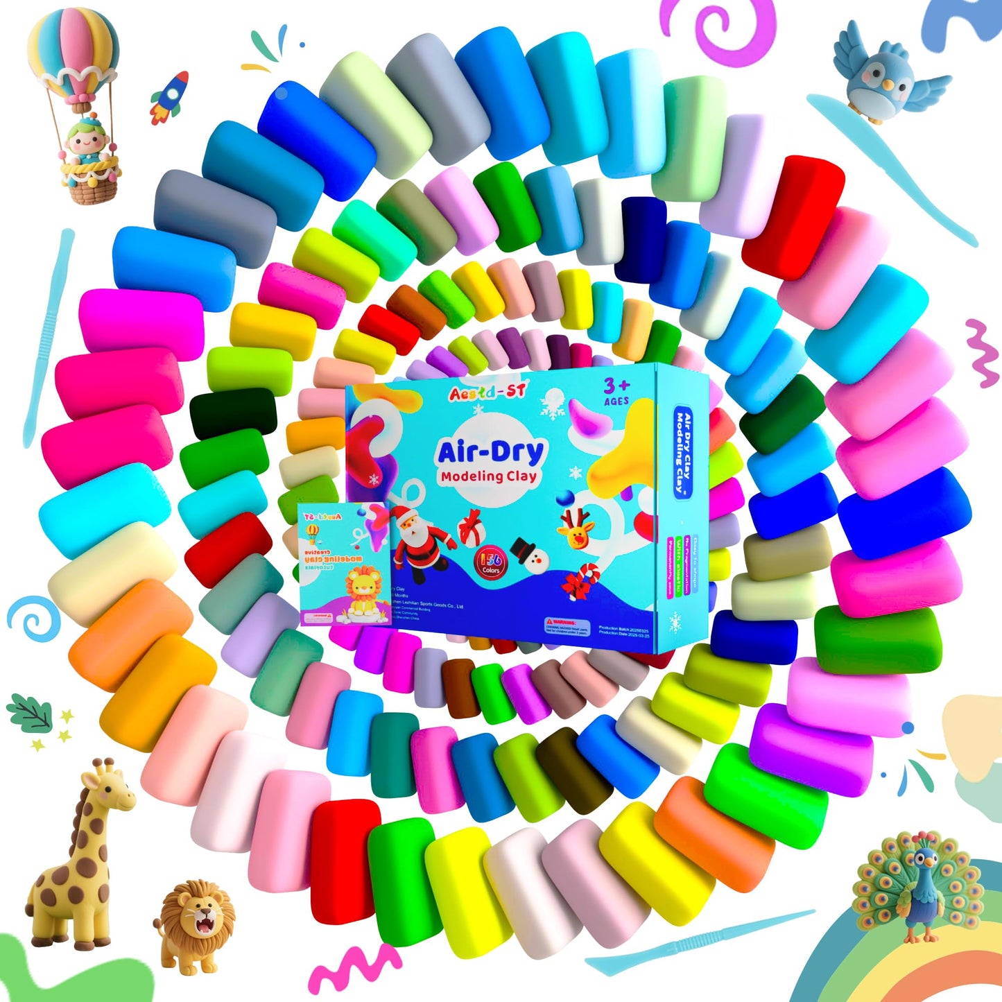 Air Dry Clay 156 Colors, Modeling Clay for Kids, Model Magic Clay, DIY Molding Clay Kit with Sculpting Tools, Soft and Non-Sticky, Arts and Crafts Gift for Boys Girls Kids