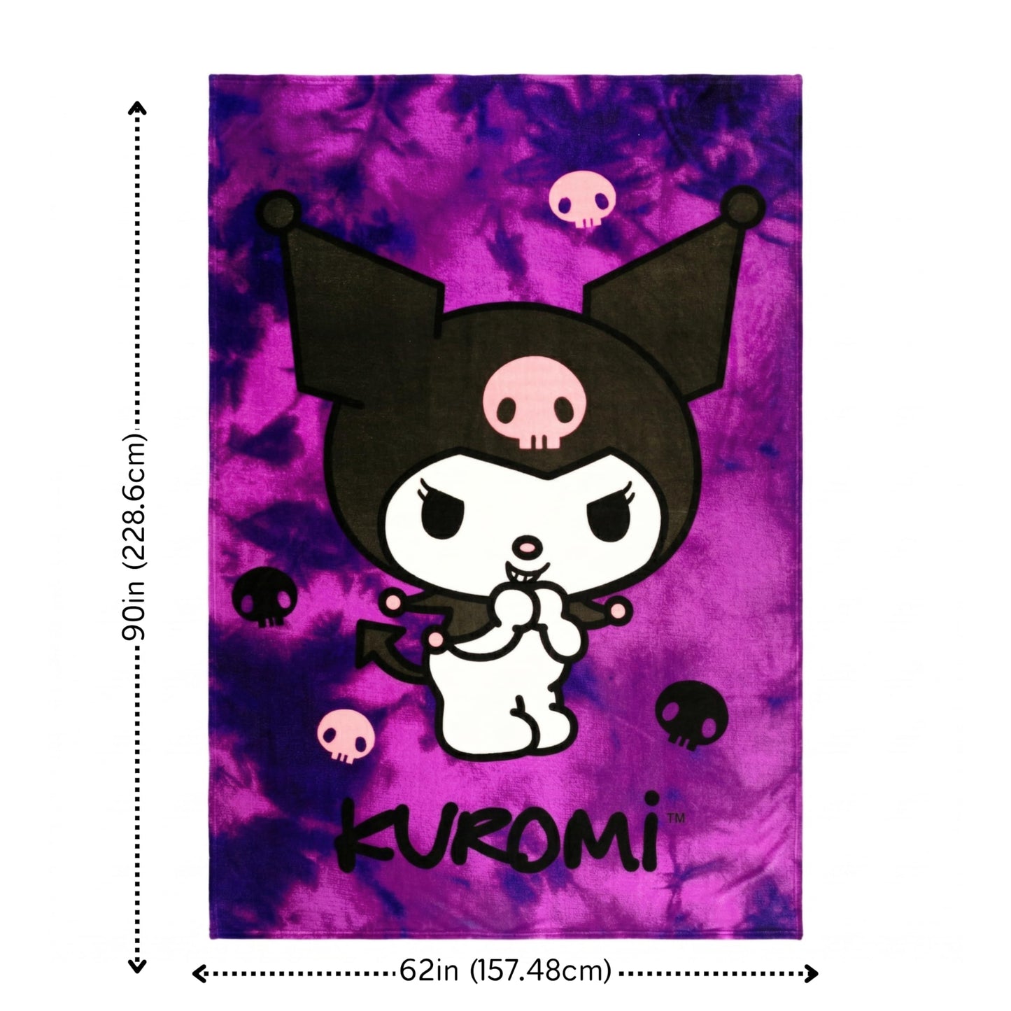 Franco Collectibles Kuromi Bedding Super Soft Cozy Blanket, 62 in x 90 in, (Officially Licensed Product)