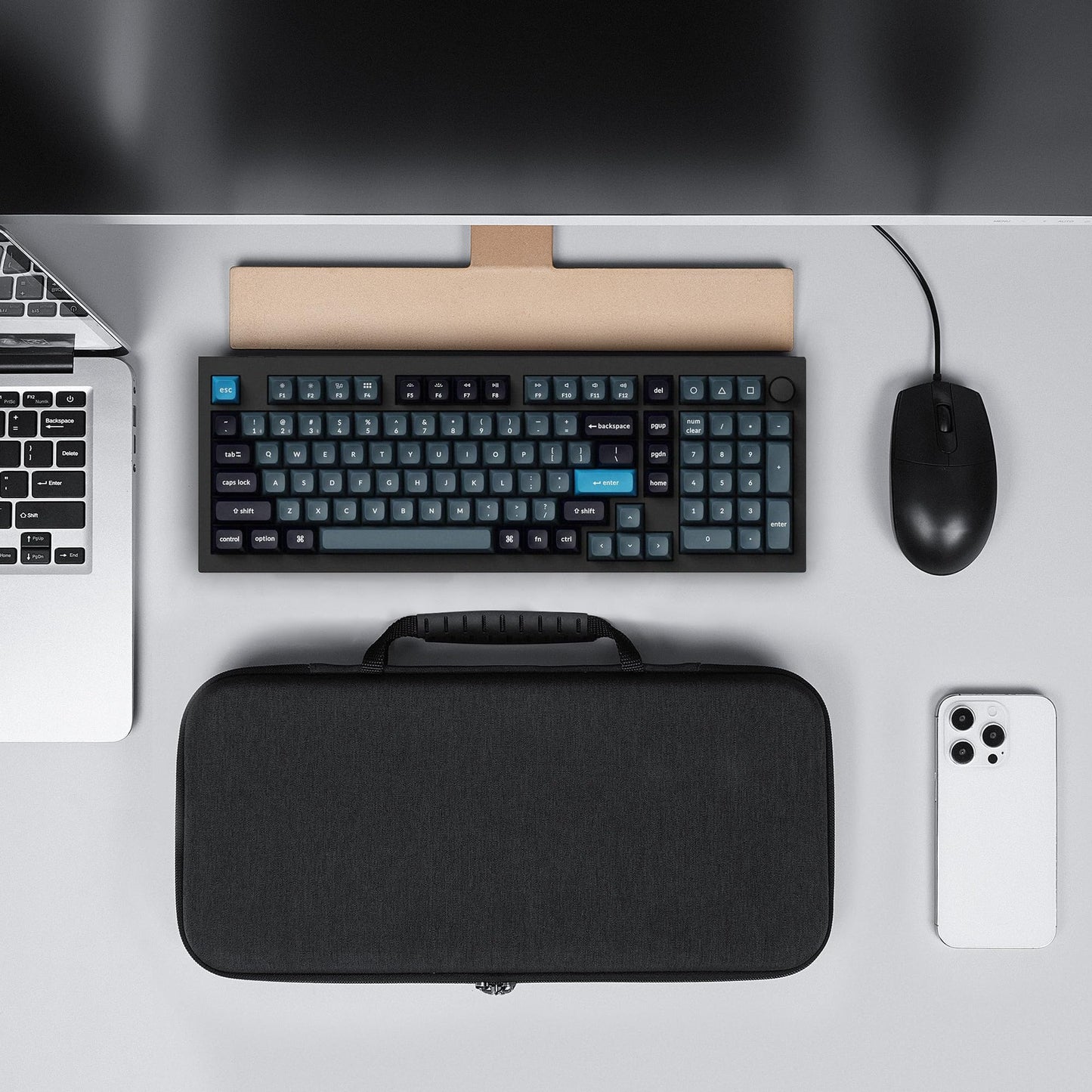 Geekria 96% Keyboard Hard Shell Case, Travel Carrying Bag, Compatible with Logitech Alto Keys K98M, Keychron Q5 Pro, EPOMAKER Galaxy100 / TH99, Aula F99 PRO, RK Royal KLUDGE S98