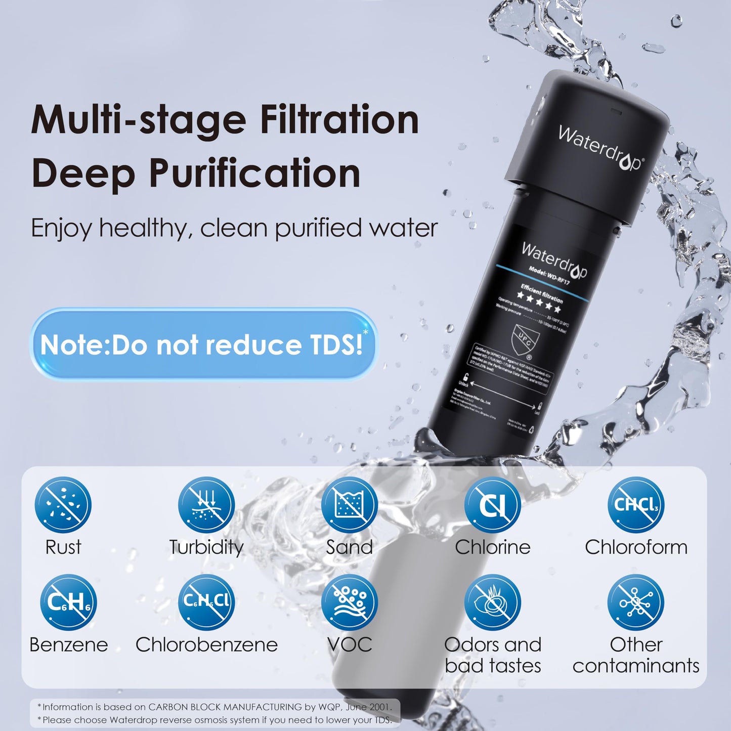 Waterdrop 17UA 3 Years Under Sink Water Filter System-Reduces Lead, Chlorine, Bad Taste & Odor-Under Counter Water Filter Direct Connect to Kitchen Faucet-NSF/ANSI 42 Certified-24000 Gallons-USA Tech