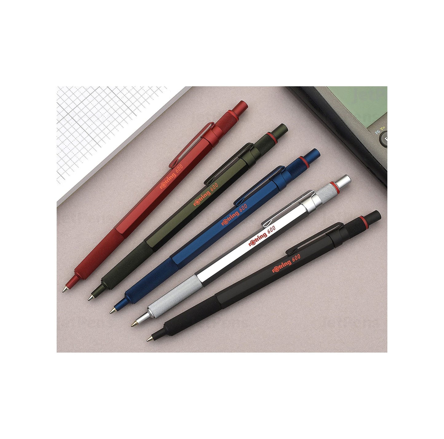 rOtring 600 Ballpoint Pen, Medium Point, Blue Ink, Green Barrel, Refillable