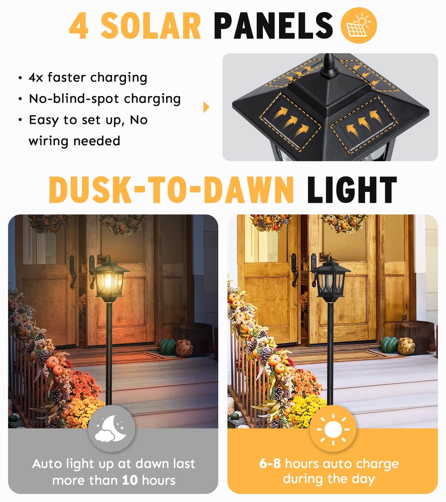 63" Solar Lamp Post Light 2 Pack, Solar Light Posts for Outside Waterproof, Outdoor Lamps for Patio, Backyard, Front Porch Decor, Warm White, Replaceable Bulb