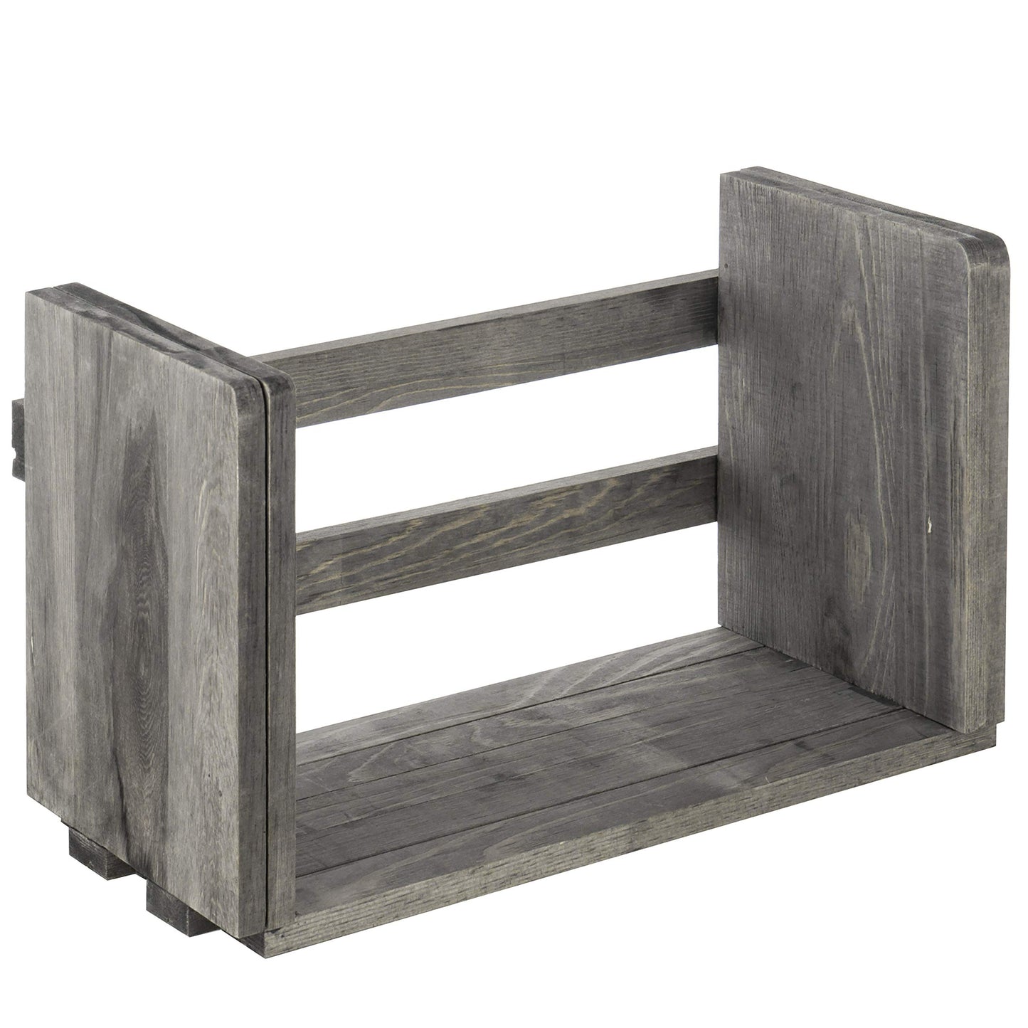 MyGift Expandable Gray Wood Desktop Bookshelf Organizer Rack