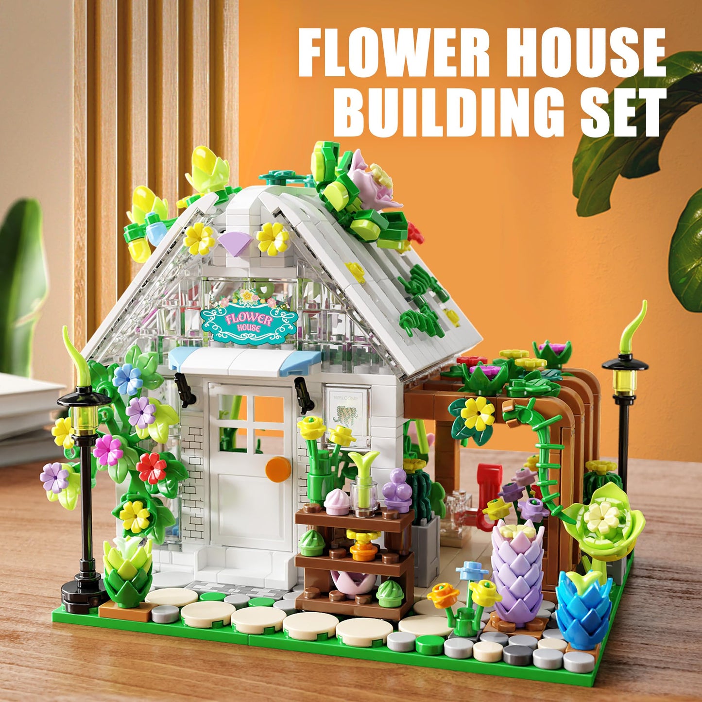 TYCOLE Flower House Building Set with Lights,Garden House Building Toy Kits,Creative Greenhouse Building Playset,Christmas Birthday Gift for Adults or Girls 8-12 Years(719PCS)
