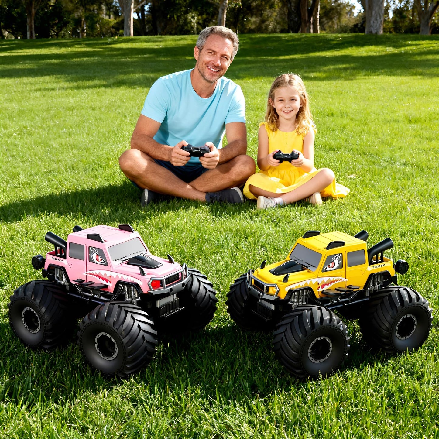 Amphibious Remote Control Car, Waterproof 360°Rotate 4WD RC Monster Trucks,2.4GHz All Terrain Off-Road Pickup Toy,RC Car Pool Toys Remote Control Boat for Gifts for Boys Kids Age 8-12+ (Pink)