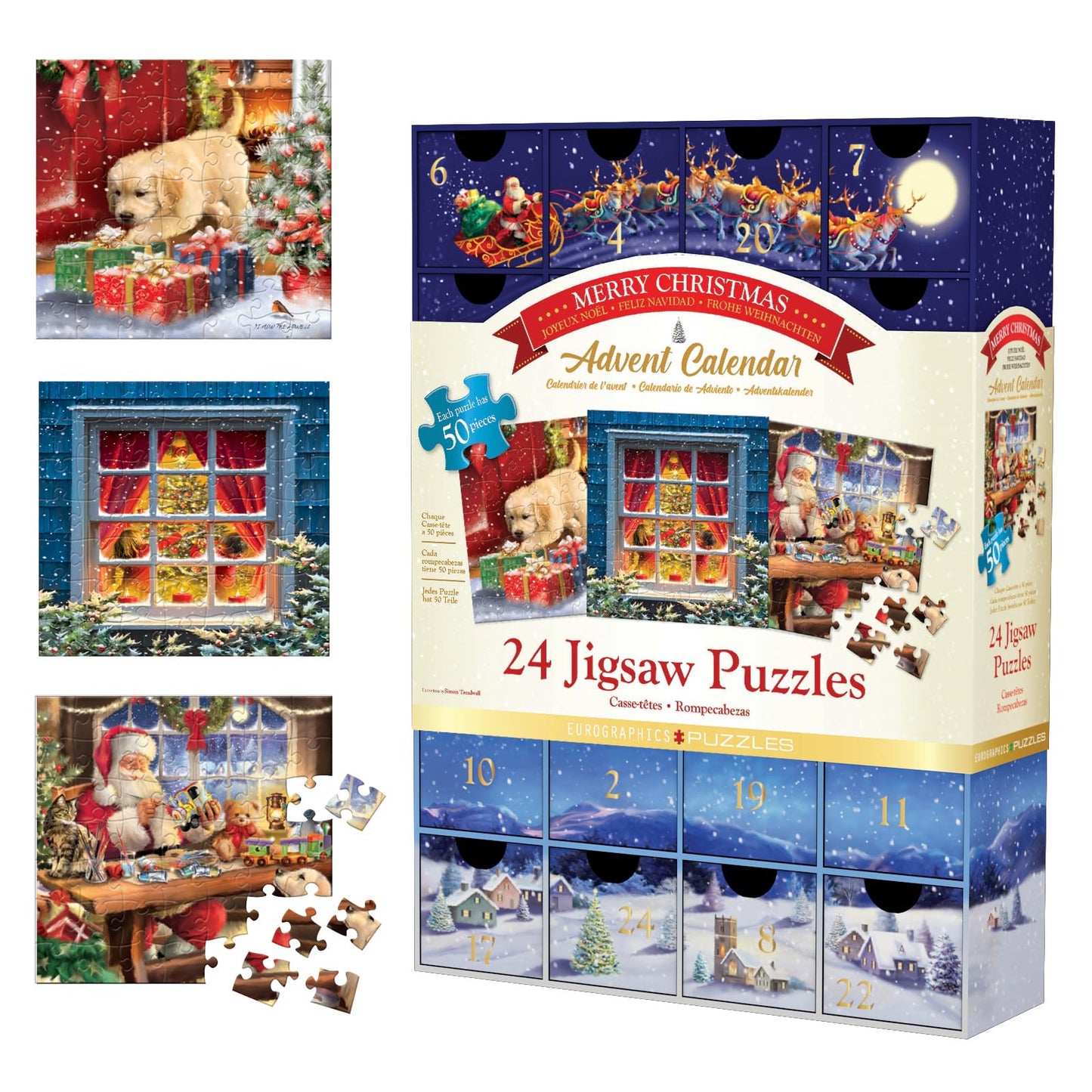 Eurographics Classic Christmas by Simon Treadwell Advent Calendat with 24 Christmas Jigsaw Puzzles (8924-5735)